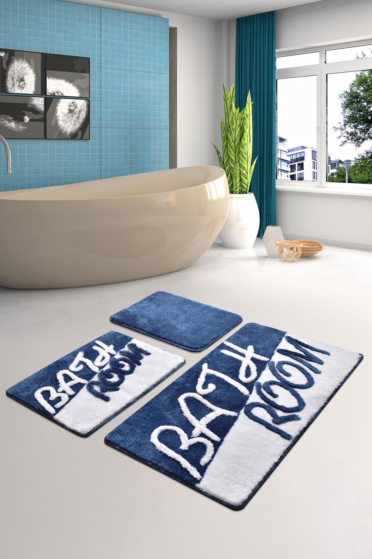 L'essentiel Maison Set 3 prostirke za kupatilo Plavo-Beli