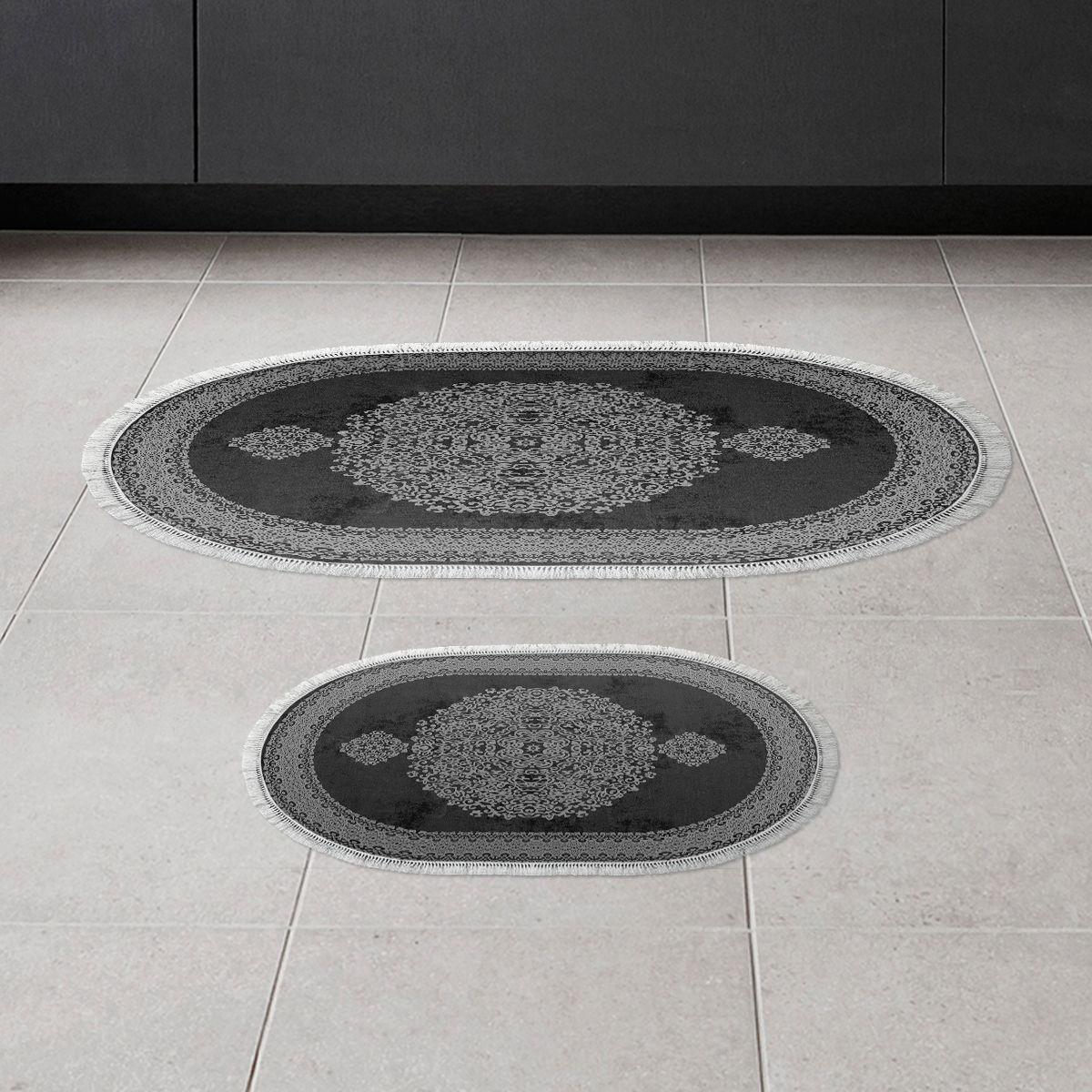 L'essentiel Maison Set 2 prostirke za kupatilo Crno-Beli