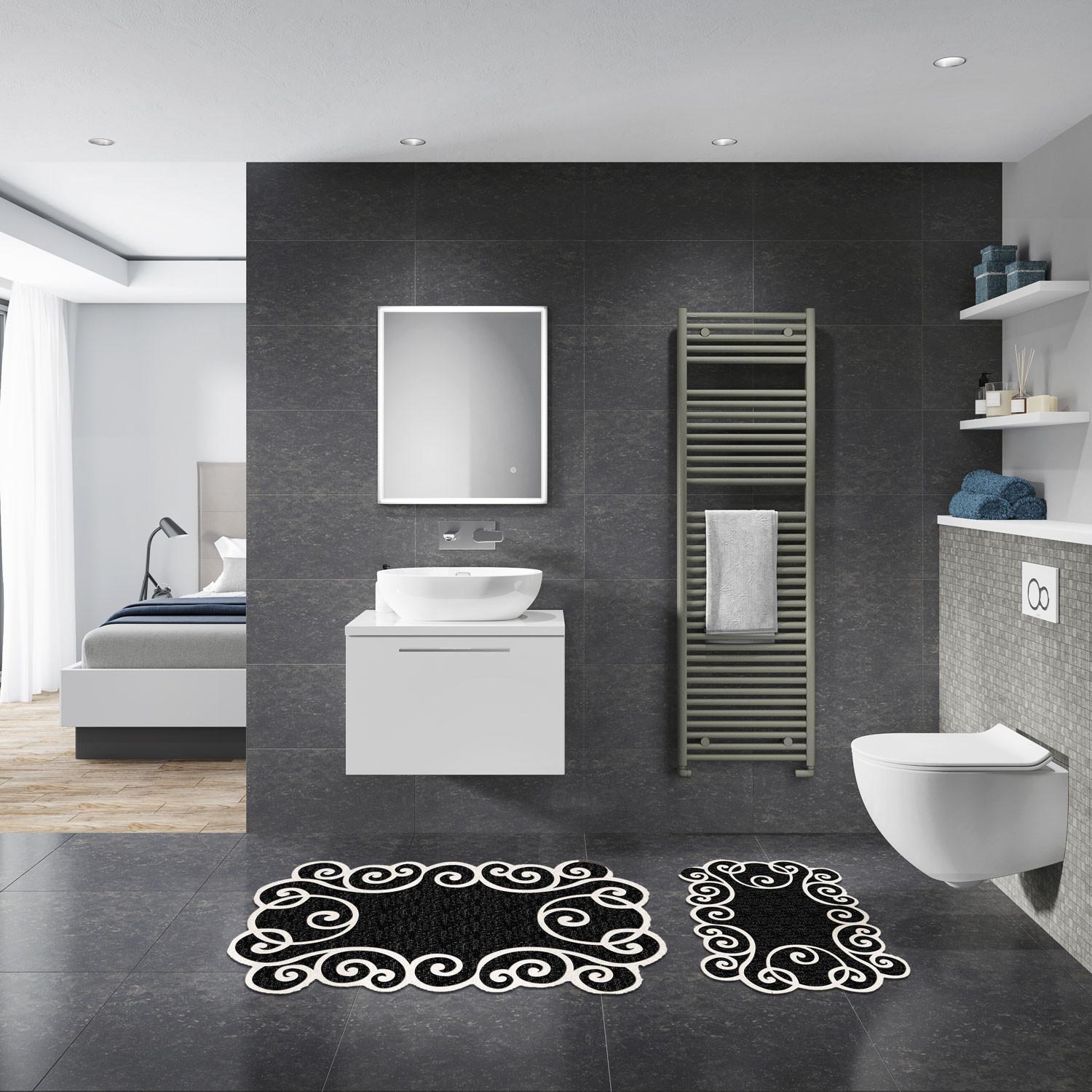 L'essentiel Maison Set 2 prostirke za kupatilo Crno-Beli