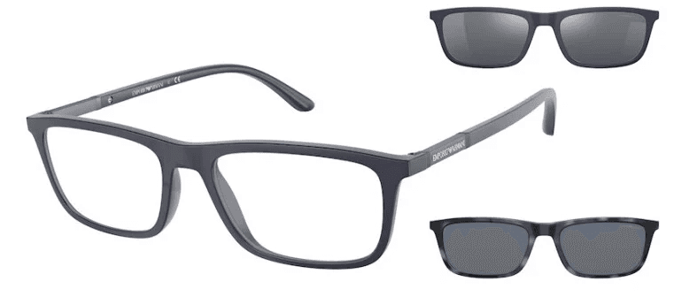 EMPORIO ARMANI Okvir i 2 clip on dodatka za sunčane naočare 0EA4160 50881W 55, Muški, Crni