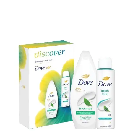 Dove Ženski kozmetički set Discover fresh, Dezodorans 150ml + Gel za tuširanje 250ml