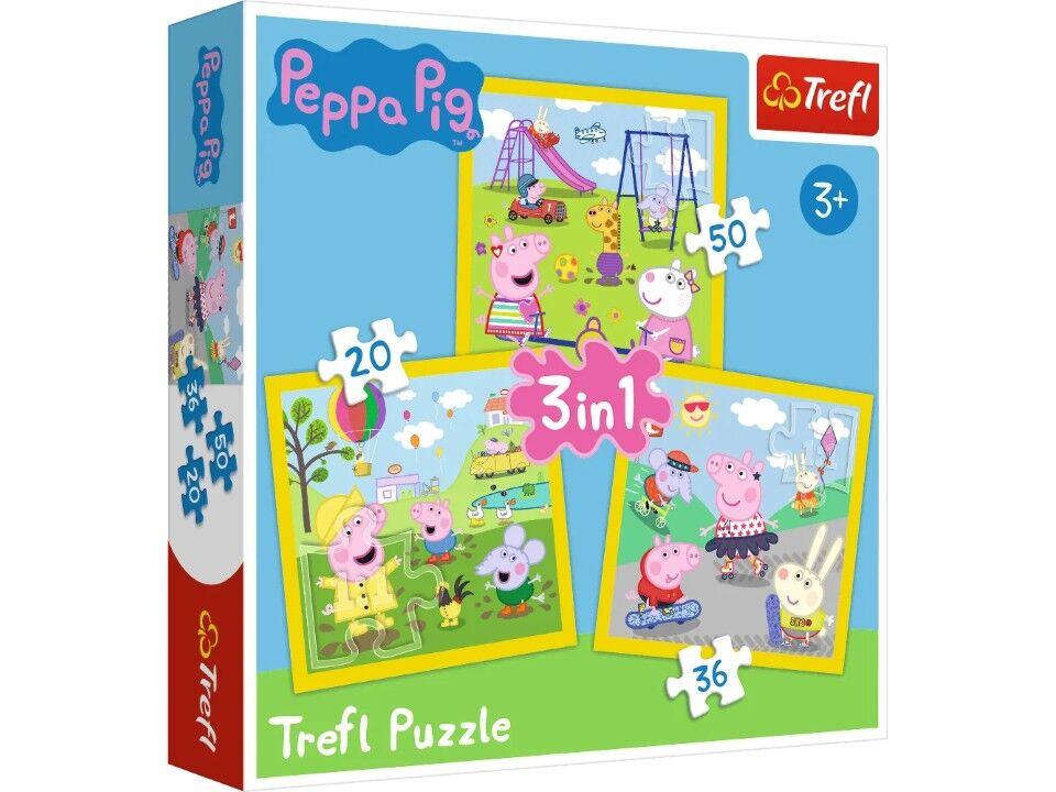 Trefl Slagalica Peppa Pig, 3 komada, 106 delova
