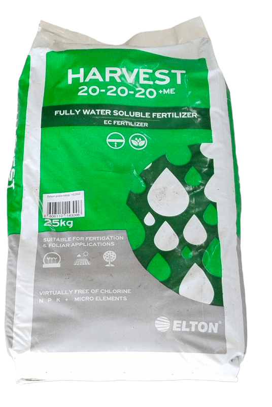 Elton Mešano NPK đubrivo Harvest 20-20-20 +ME, Vodotopivo sa mikroelementima, 25 g