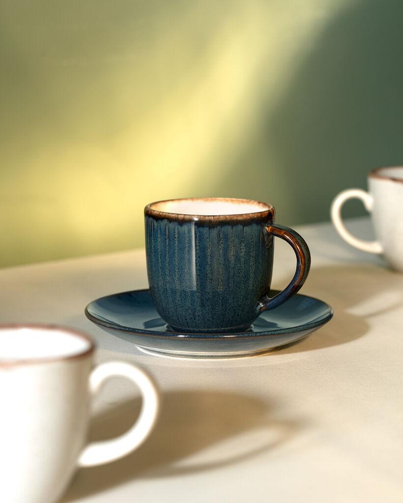 Madame Coco Set šoljica za kafu sa tacnama Hiver, 90 ml, 4 dela, Plavi