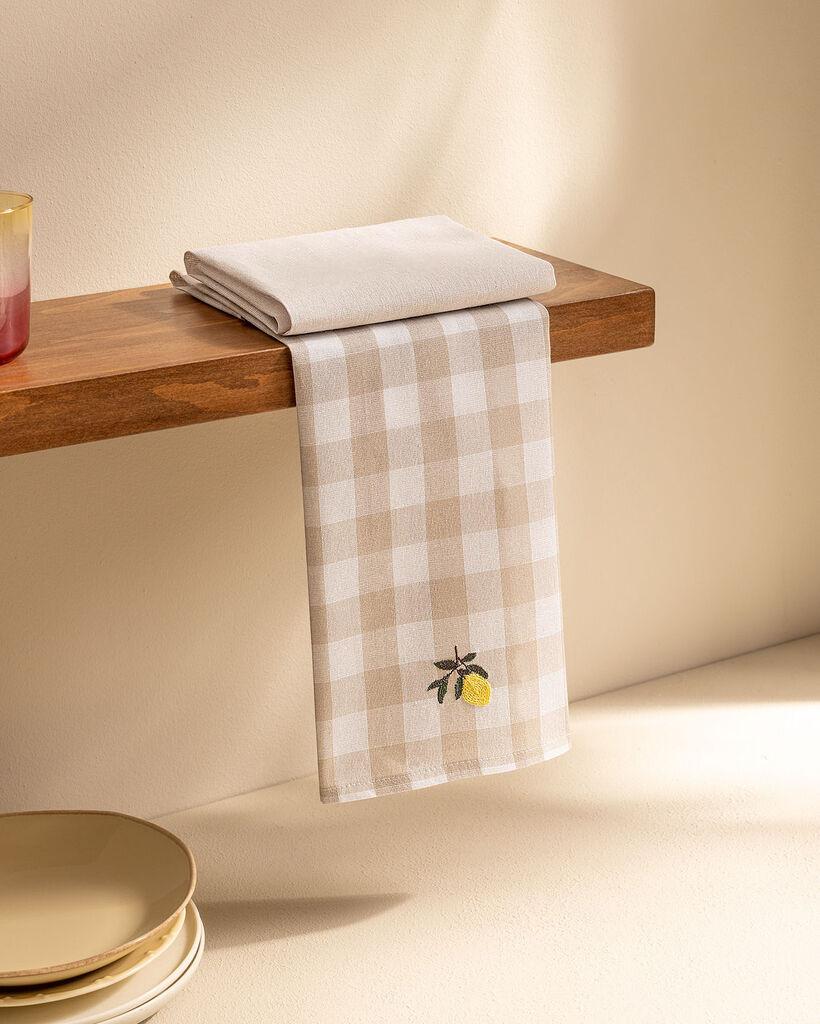 Madame Coco Kuhinjska krpa CITRON, 2 komada, 40x60cm, Belo-bež