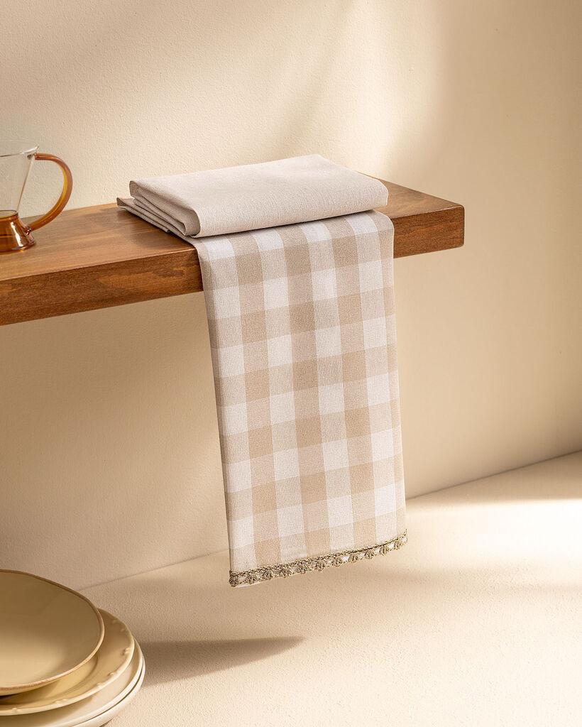 Madame Coco Kuhinjska krpa CARREE, 2 komada, 40x60cm, Bež-bela