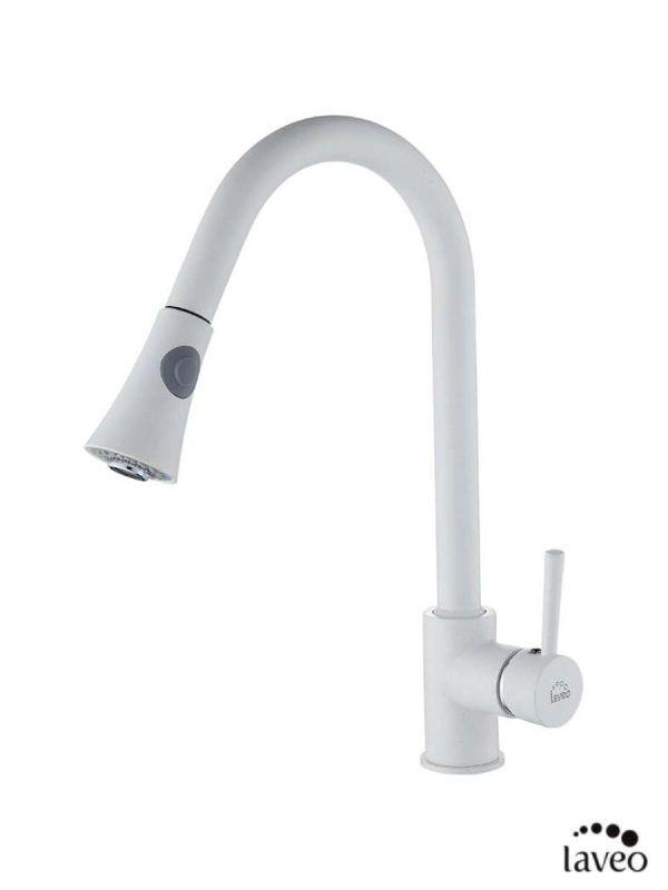 Laveo Baterija za sudoperu Daru 669D, Izvlačni tuš, Bela