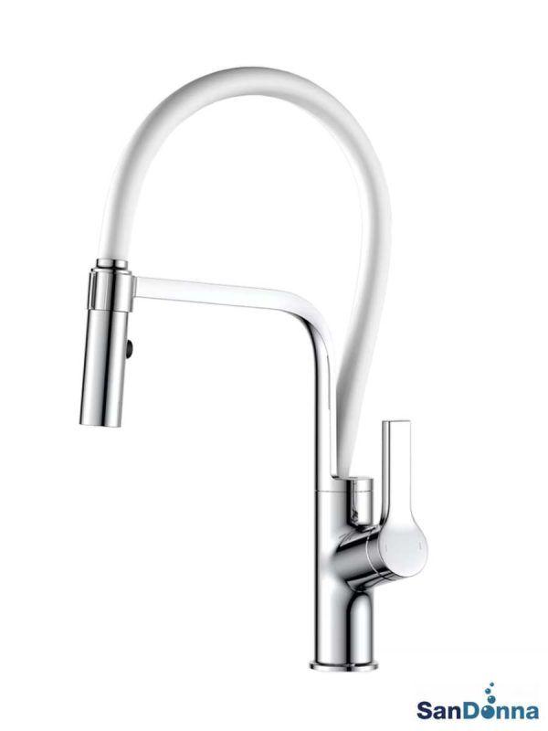 Sandonna Baterija za sudoperu Andra, Fleksibilni izliv, 2 cevi, Hrom-bela