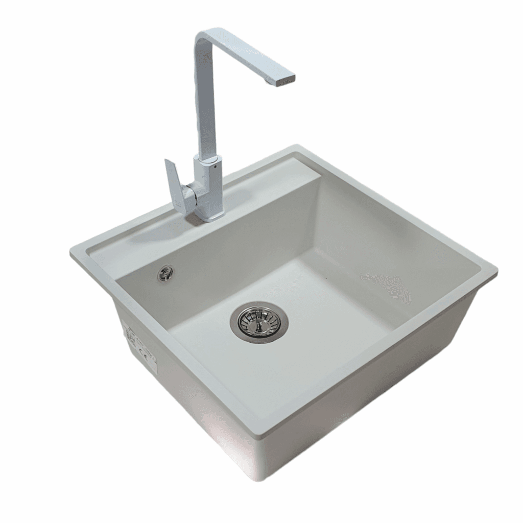 Sudopera sa slavinom Selena, Elegance, Granit, Bela