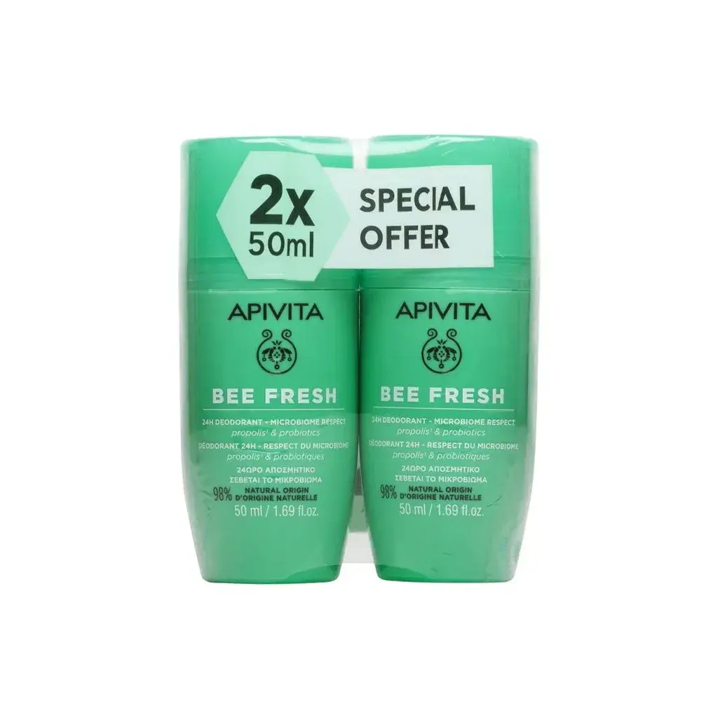 Apivita Roll On dezodorans Bee Fresh 24h, 2x50 ml