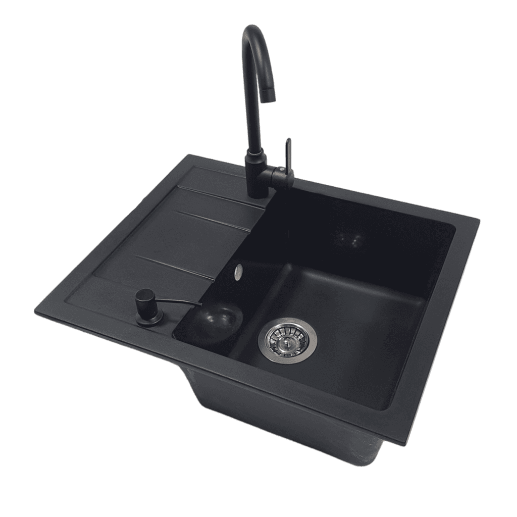 SanDonna Sudopera sa slavinom U607, Black Swan, Ugradni dozer, Crna