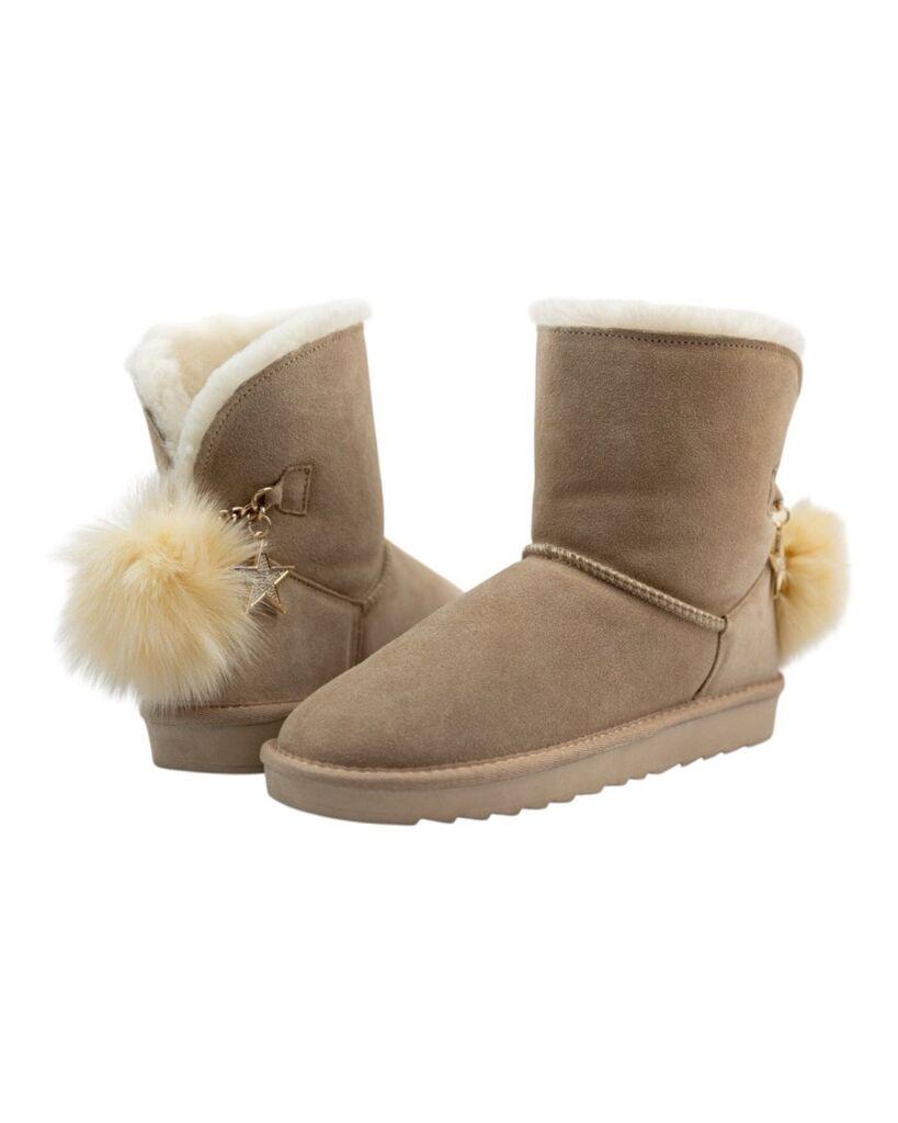 Squareonline Ženske kožne čizme sa krznom, Bež