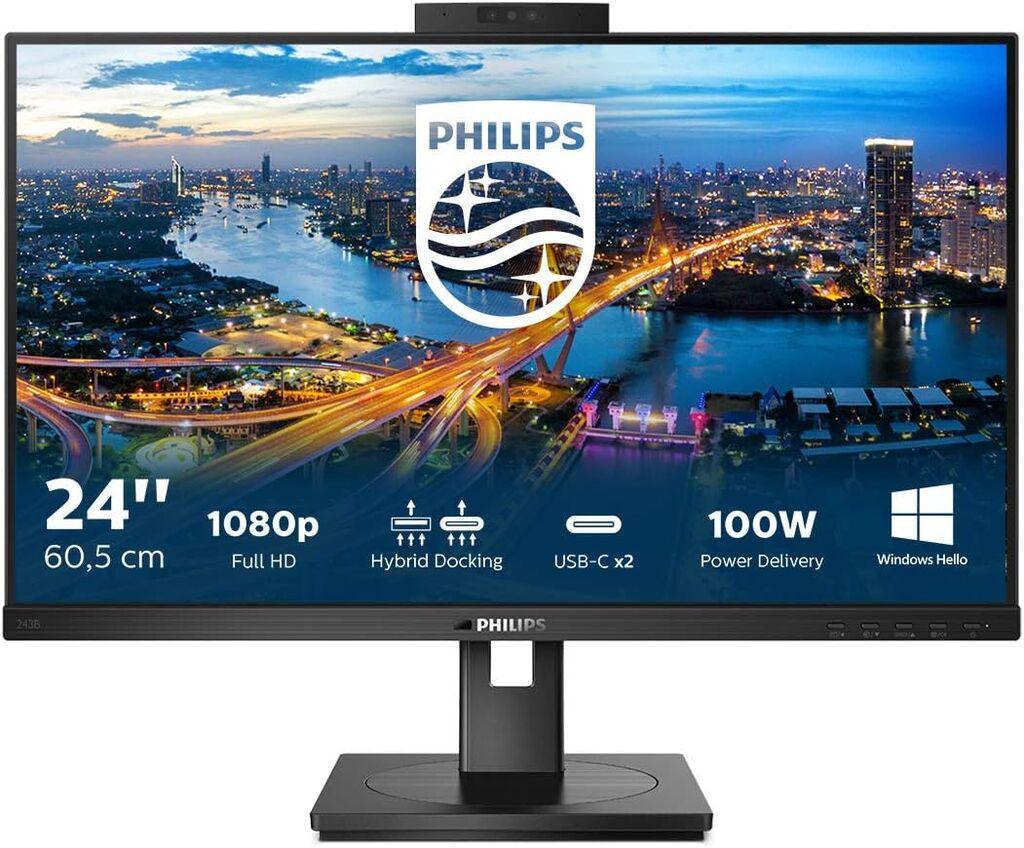 Philips Monitor 243B1JH/00 24"/IPS/1920x1080/75Hz/4ms/HDMI,DP,USB/VESA/kamera/zvučnici/crna