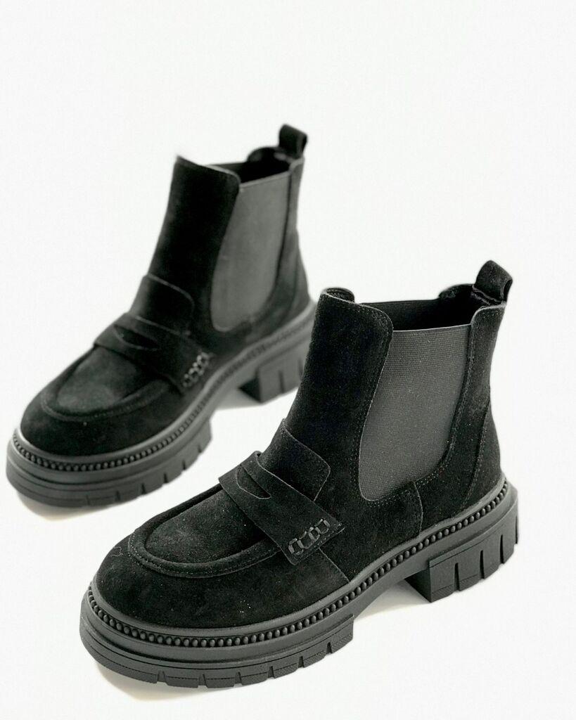 Squareonline Ženske kožne čizme, Crne