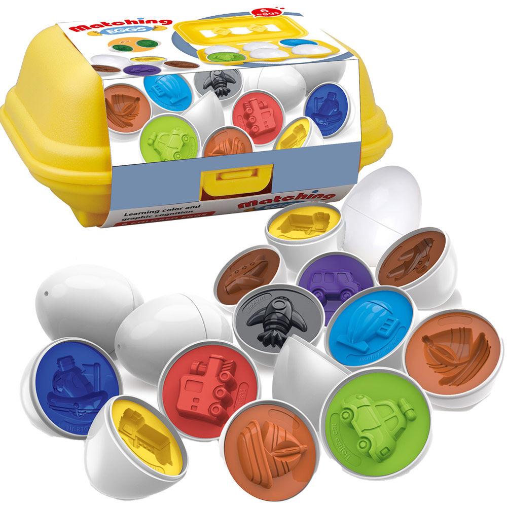 Edukativna igračka Pronađi par Matching Eggs Vozila, 6 delova