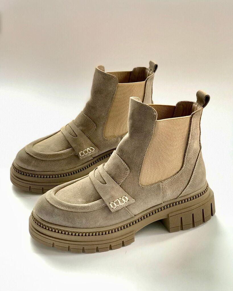 Squareonline Ženske kožne čizme, Svetlosive