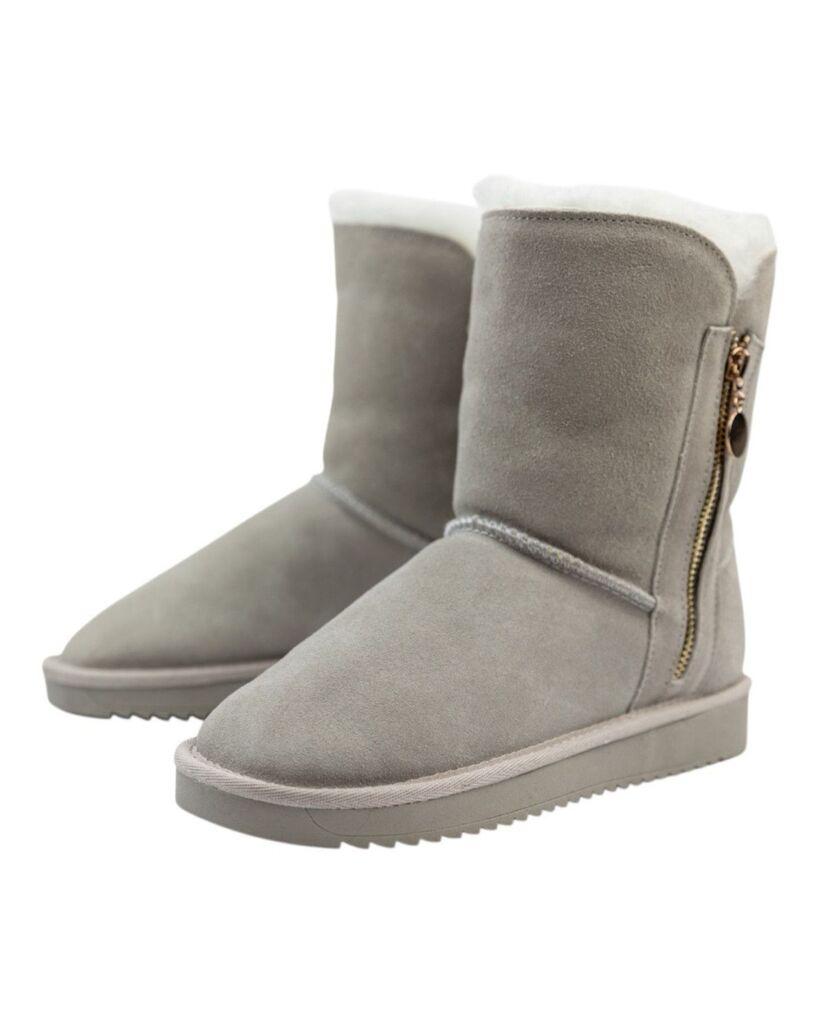 Squareonline Ženske kožne čizme i krzna sa šlicem, Sive
