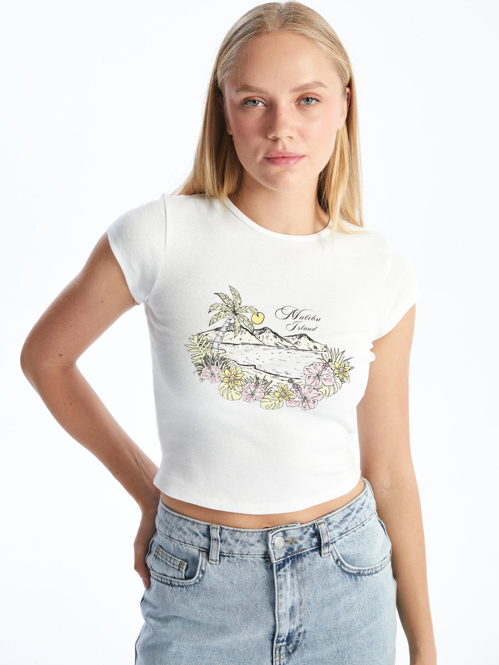 LC Waikiki Ženski Crop Top S56658Z8-R9J, Krem