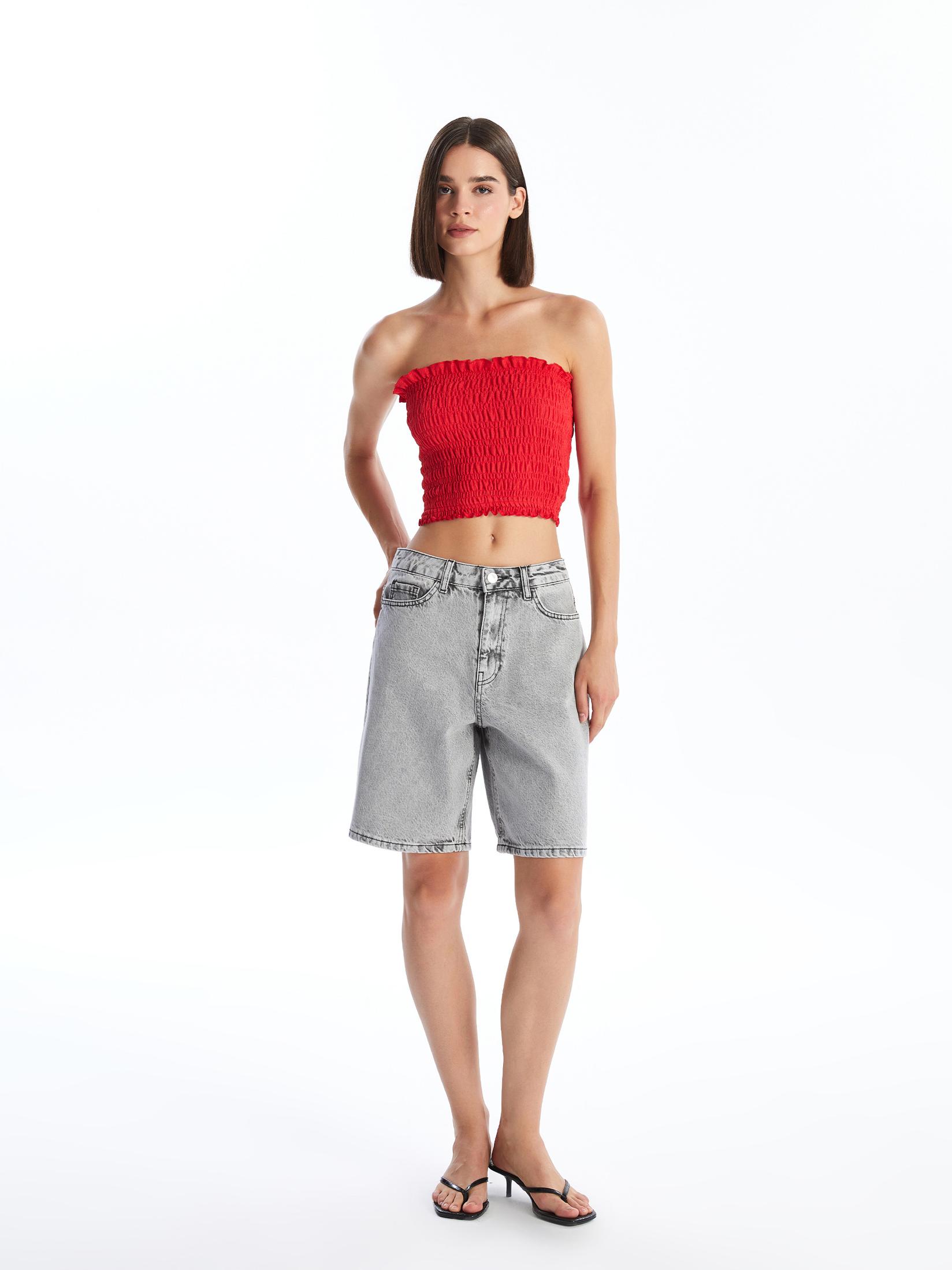 LC Waikiki Ženski teksas šorc S4OQ60Z8-GRD, Sivi