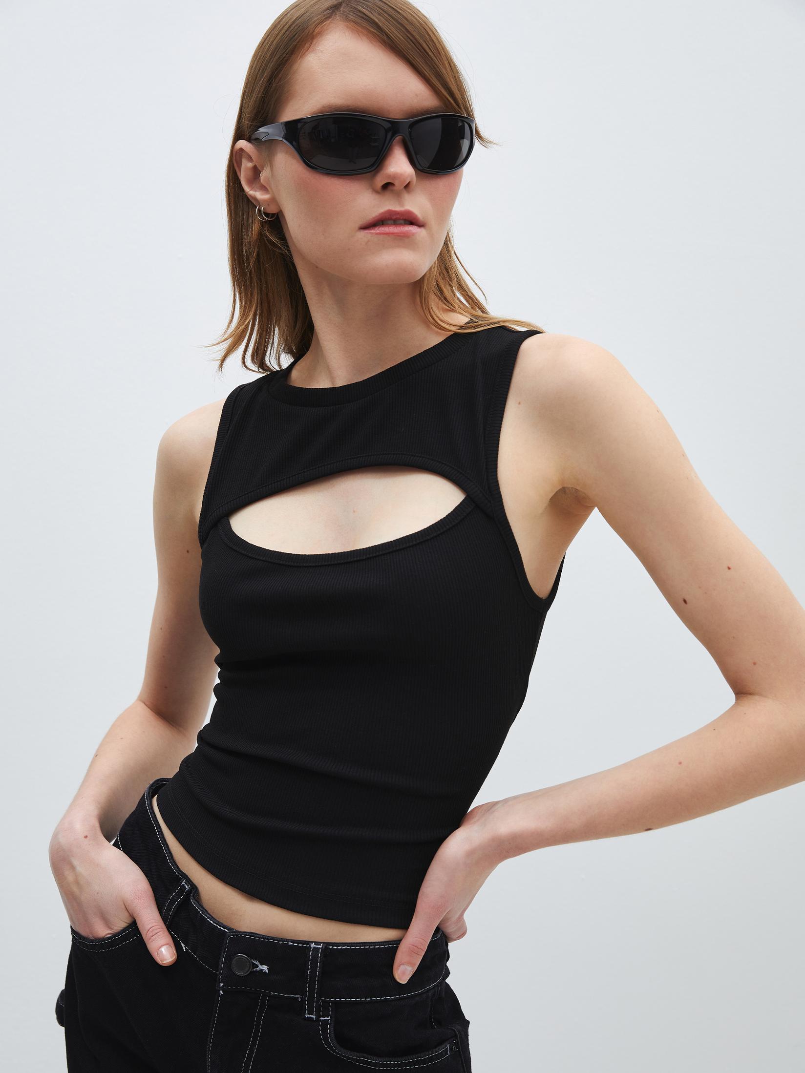 LC Waikiki Ženski Crop Top S4I477Z8-CVL, Crni