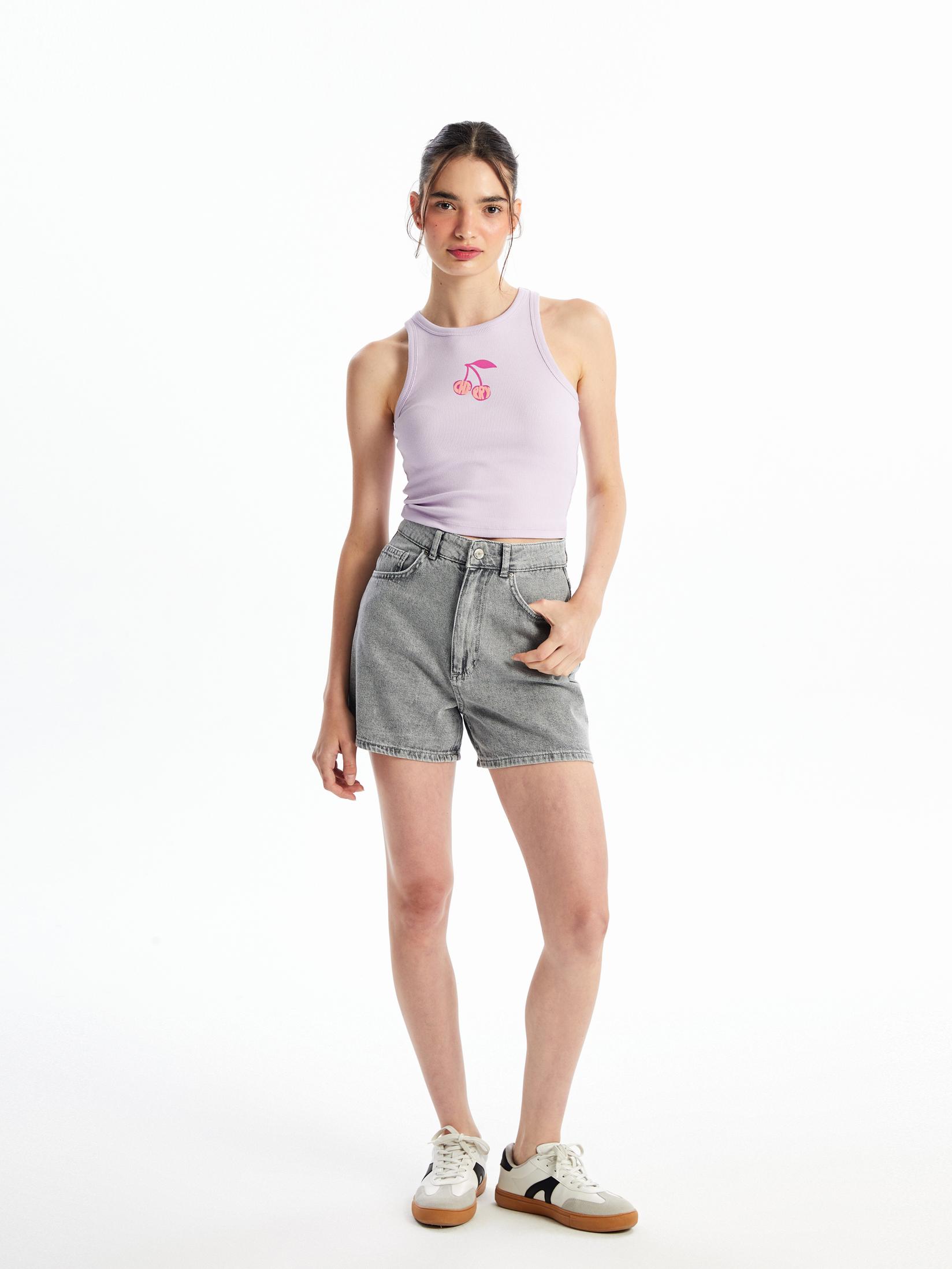 LC Waikiki Ženski teksas šorc S49644Z8-LWM, Sivi