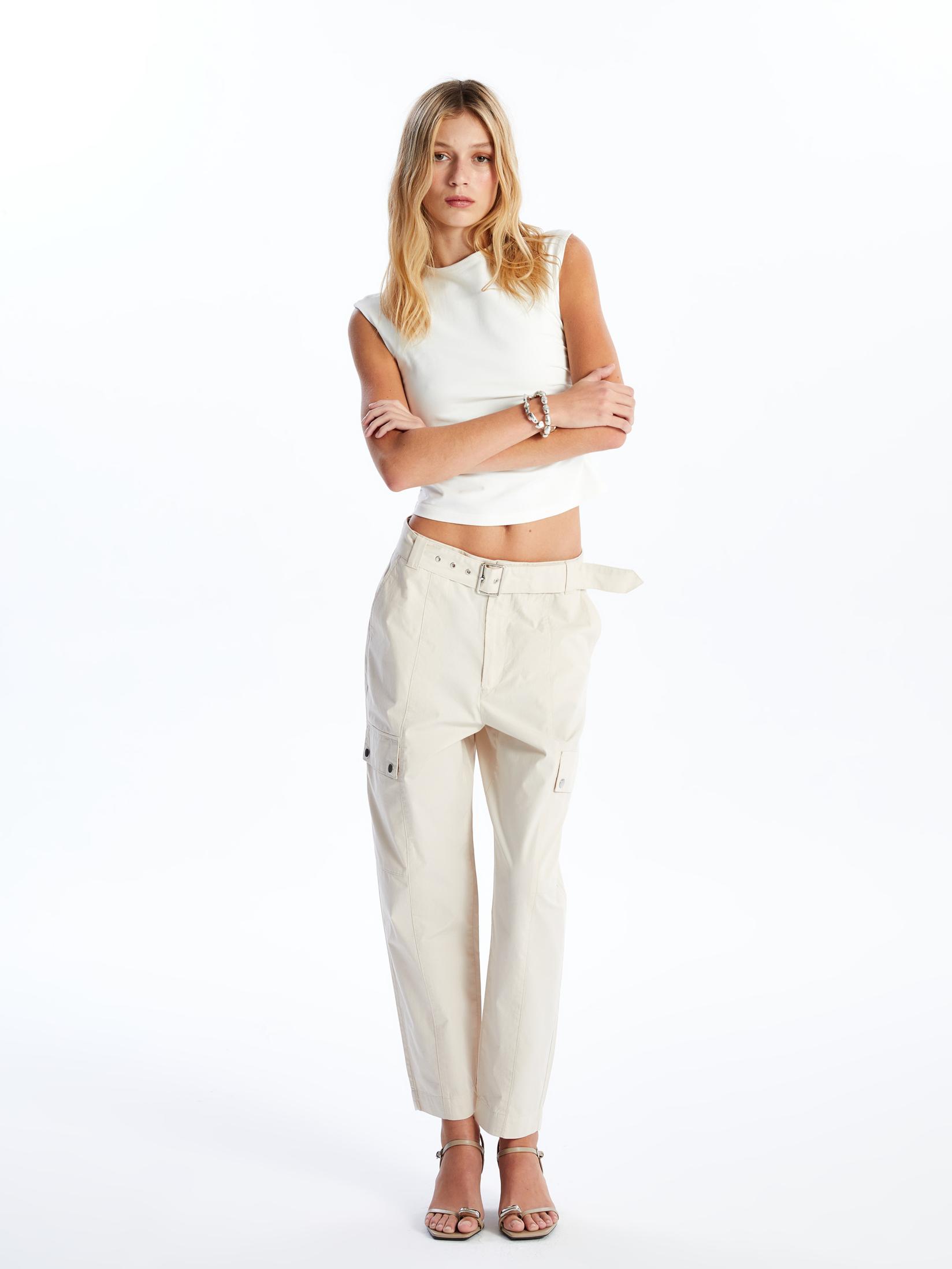 LC Waikiki Ženske kargo pantalone S4JN98Z8-VF5, Bež