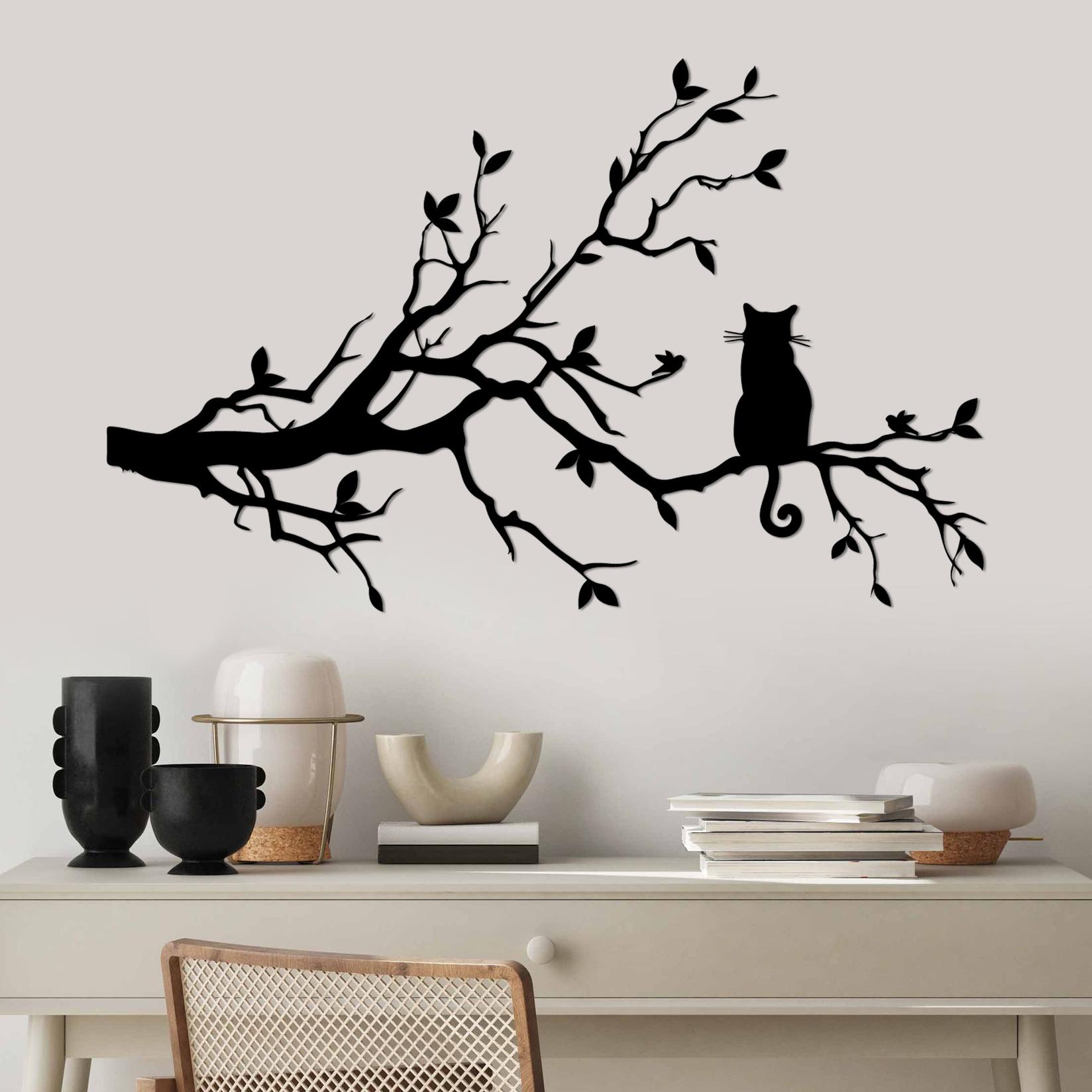 Wallity Zidna dekoracija Cat 12, 80x50 cm, 1.5 mm, Crna