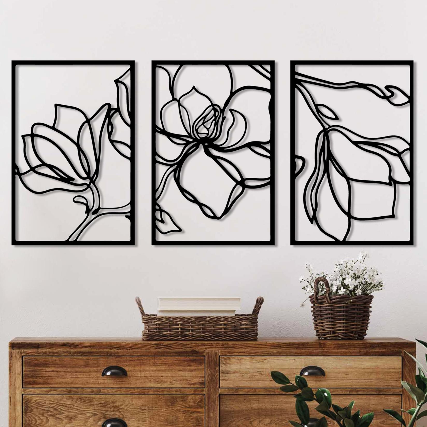 Wallity Set zidnih dekoracija Erbas-1, 30x45 cm, 1.5 mm, 3 komada, Crna