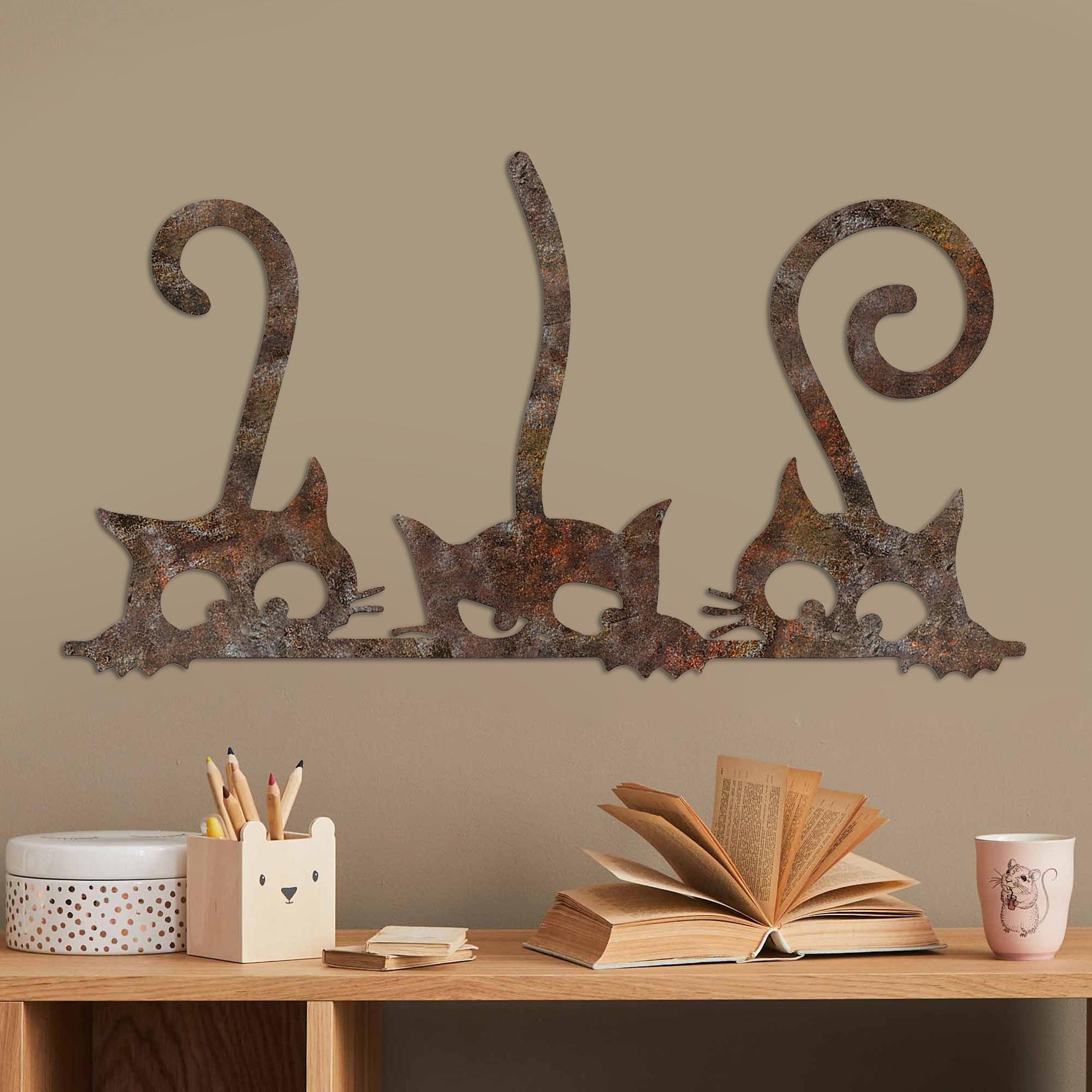 Wallity Zidna dekoracija Rusty Cats 1, 33x60 cm, Braon