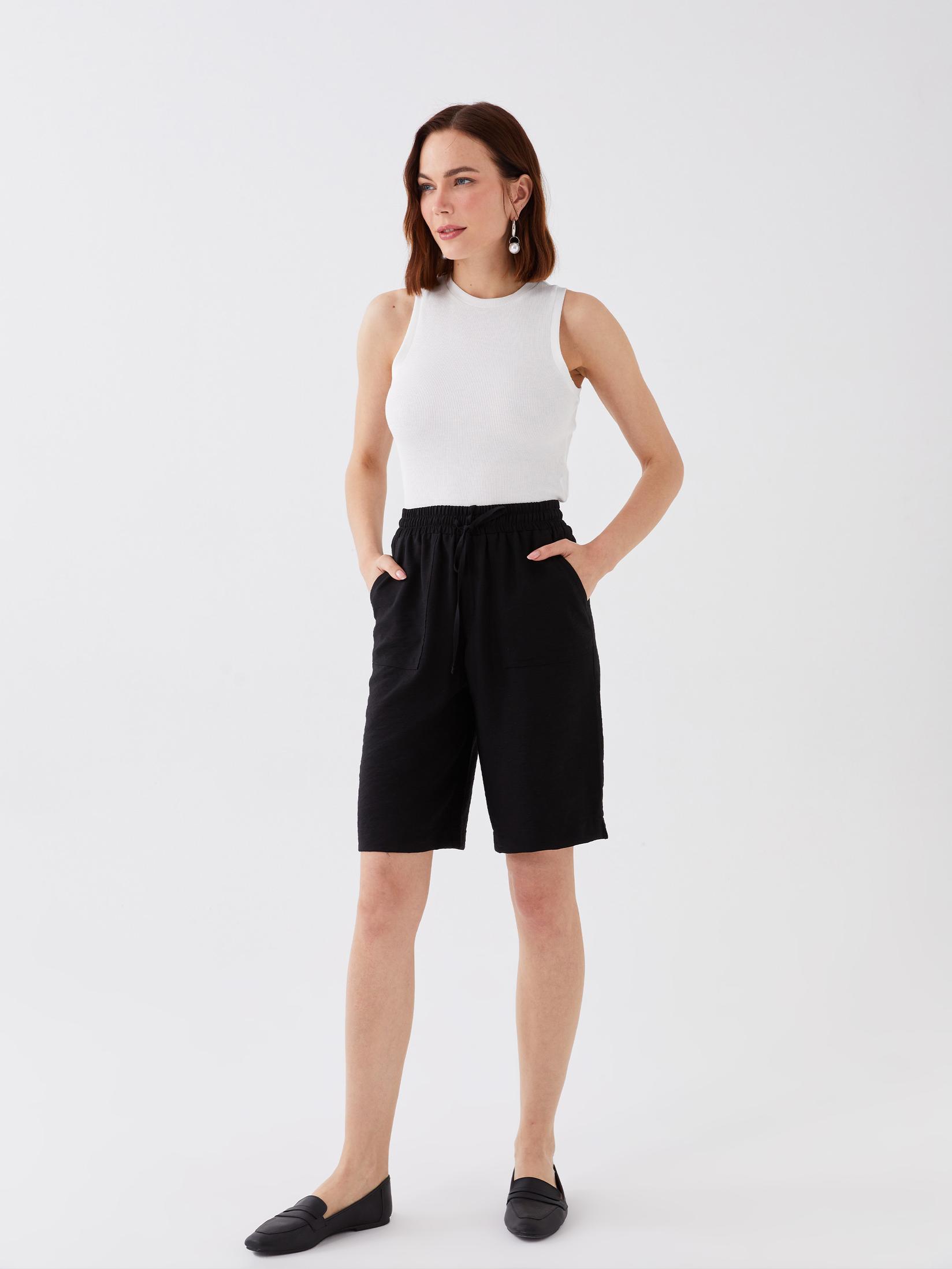 LC Waikiki Ženski šorts S3HD49Z8-CVL, Crni