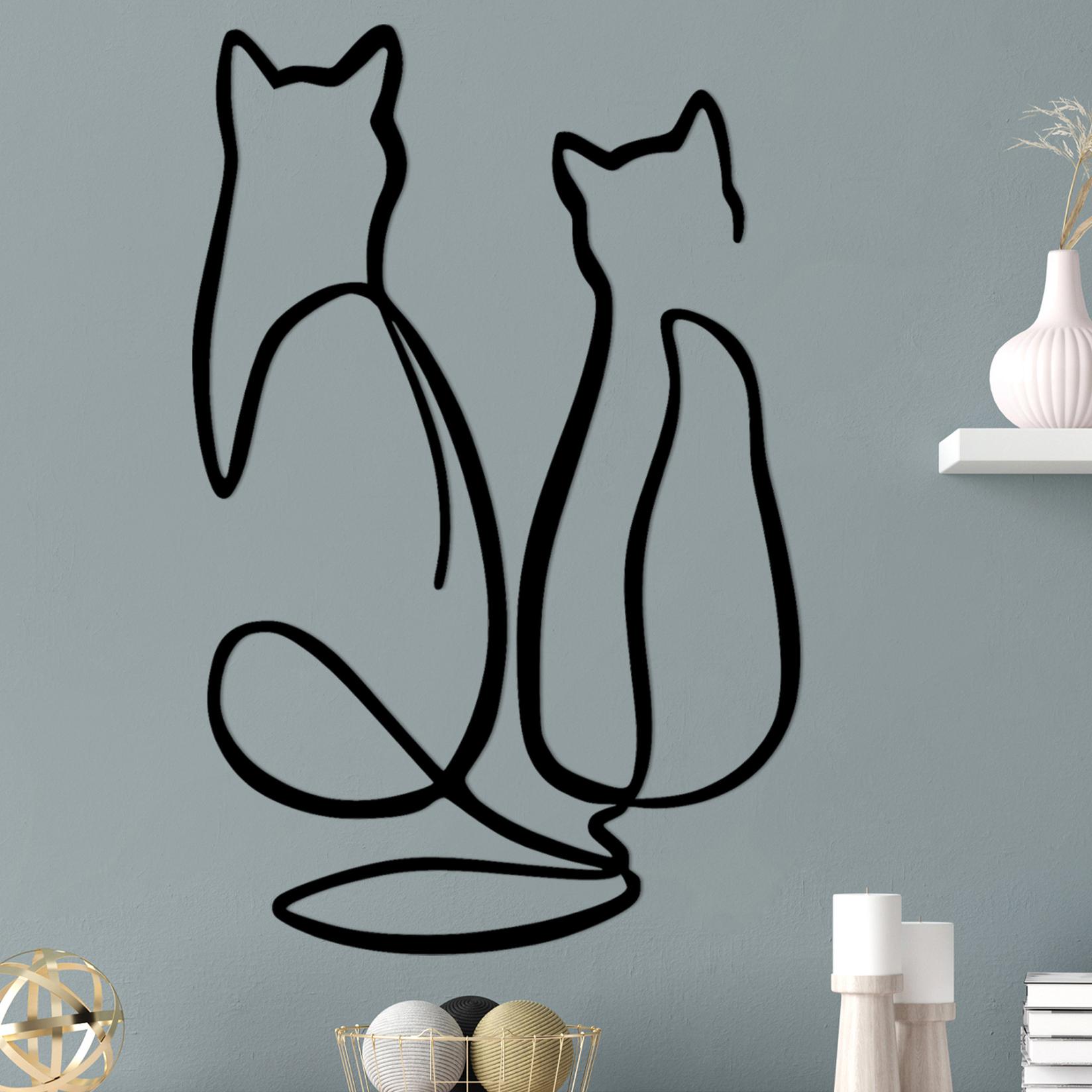 Wallity Zidna dekoracija Couple Cat Love, 72x0.15x48 cm, 1.5 mm, Crna