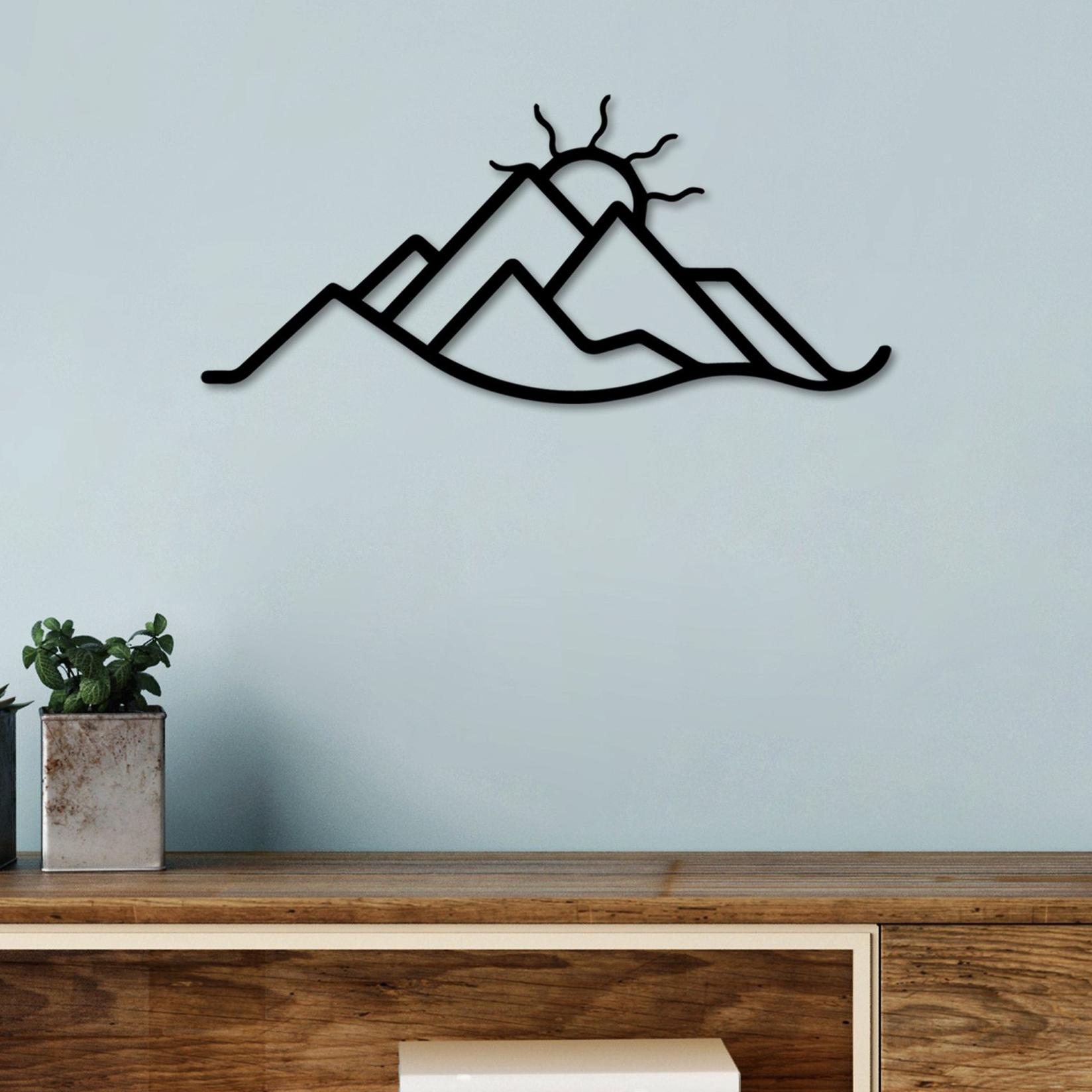 Wallity Zidna dekoracija Mountain and Sun, 60x26 cm, 1.5 mm, Crna