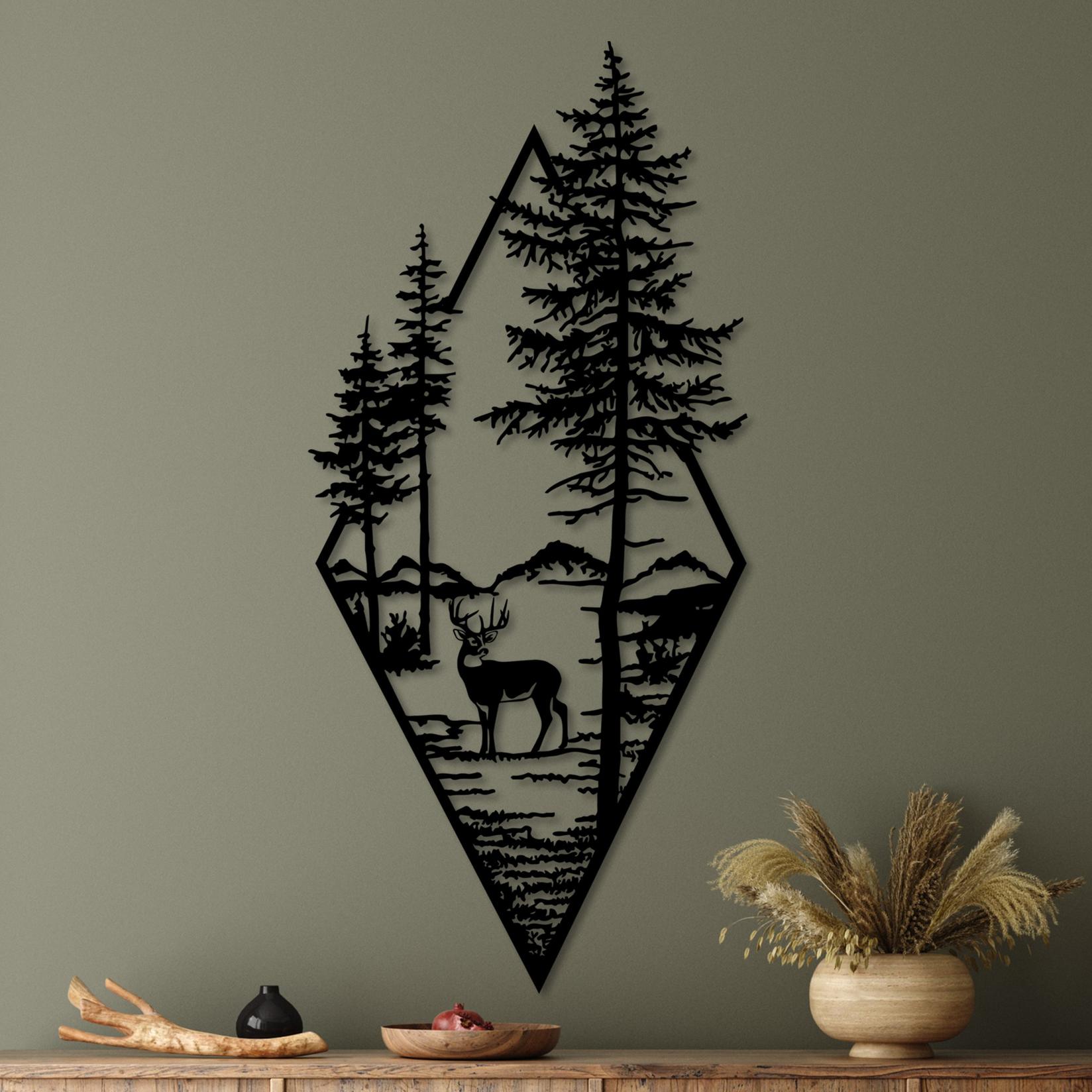 Wallity Zidna dekoracija Deer, 39x85 cm, 1.5 mm, Crna