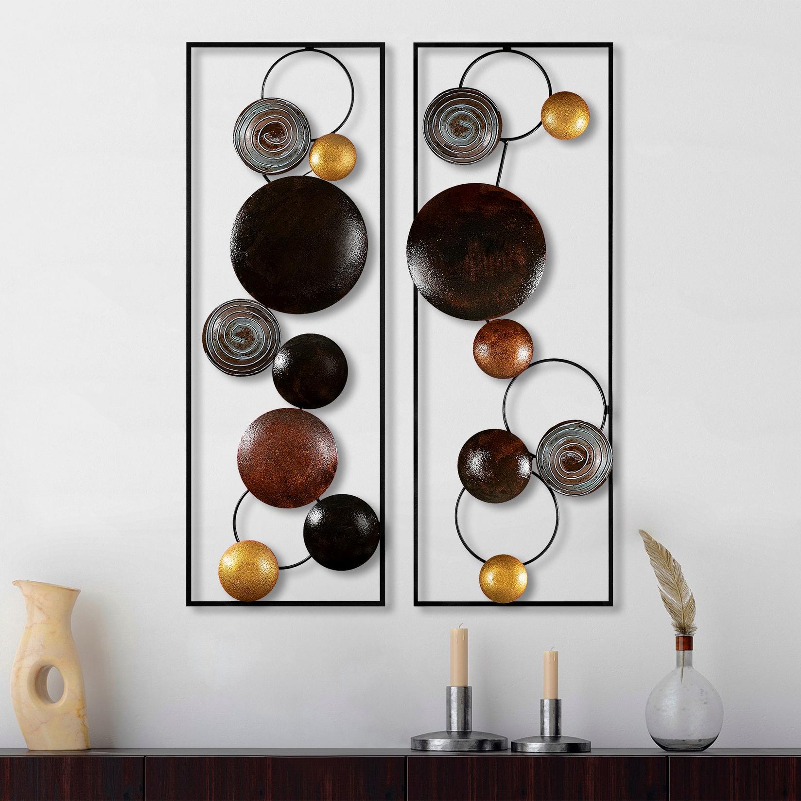 Wallity Set zidnih dekoracija Textured-3, 32x92x4 cm 2 komada, Šarena