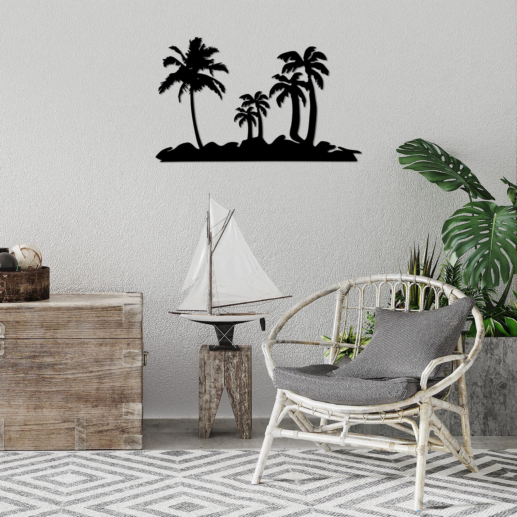 Wallity Zidna dekoracija Palm Trees-460, 70x42 cm, 1.5 mm, Crna