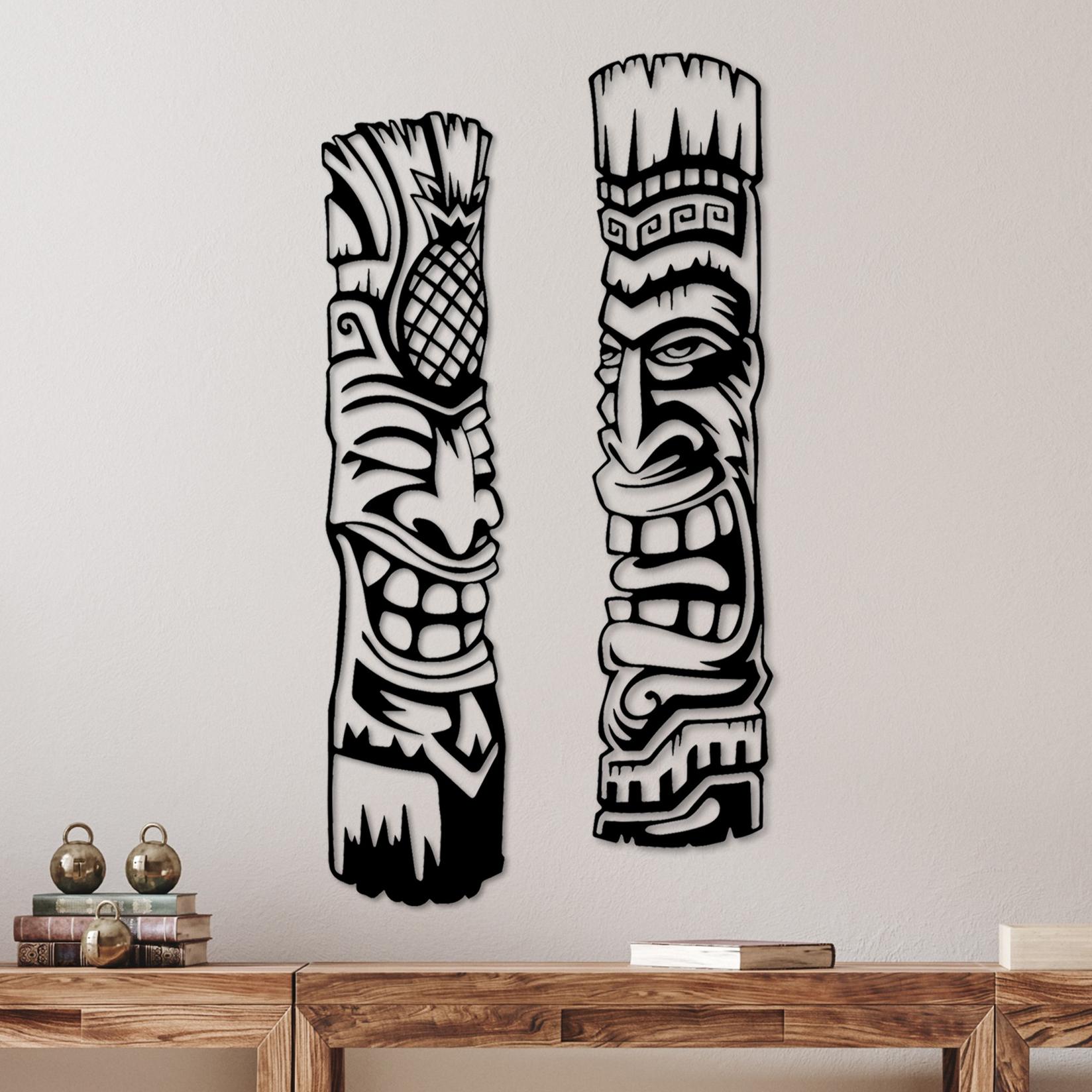 Wallity Set zidnih dekoracija Tiki, 20x84 cm, 1.5 mm, 2 komada, Crna