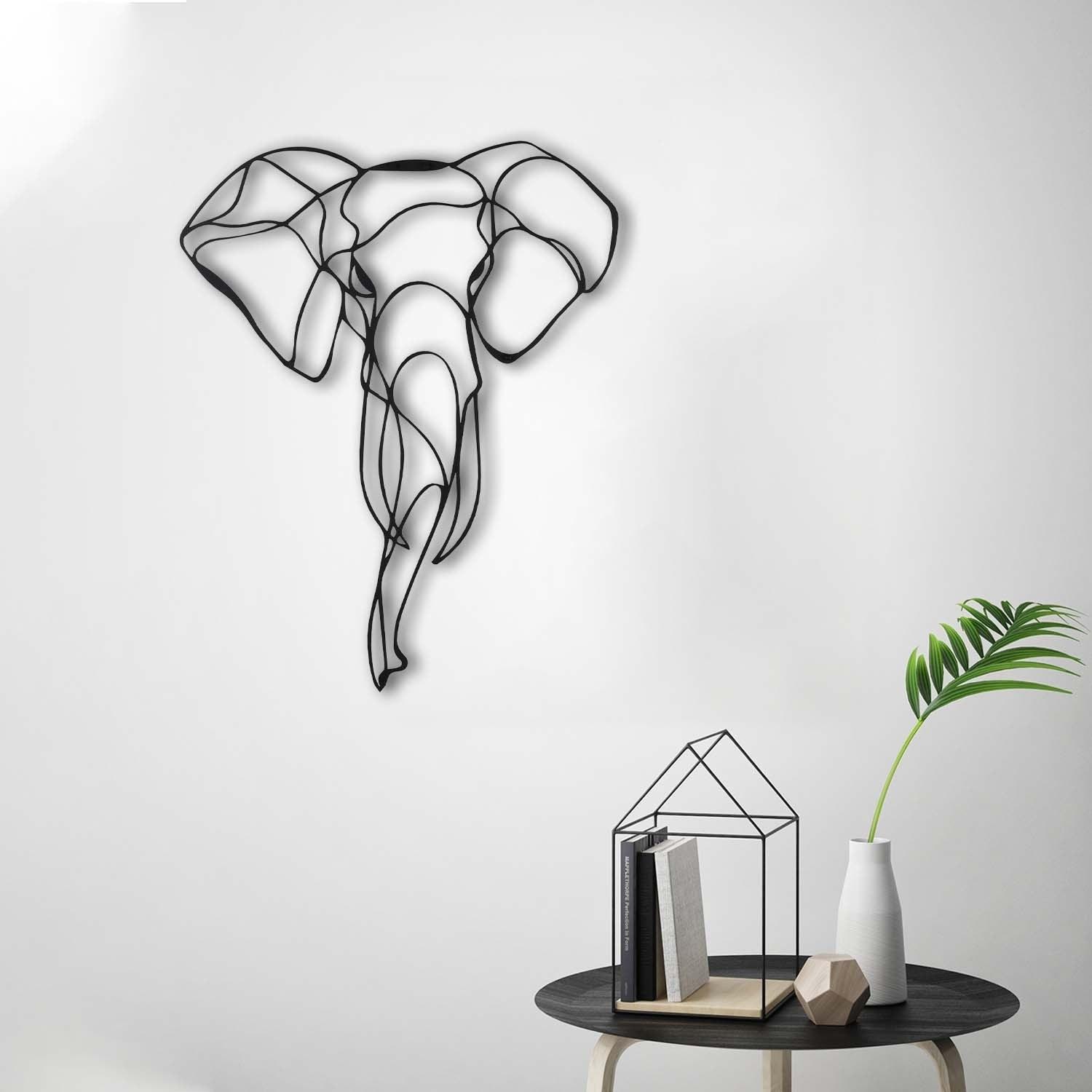 Wallity Zidna dekoracija Elephant 2, 52x41 cm 2 mm, Crna