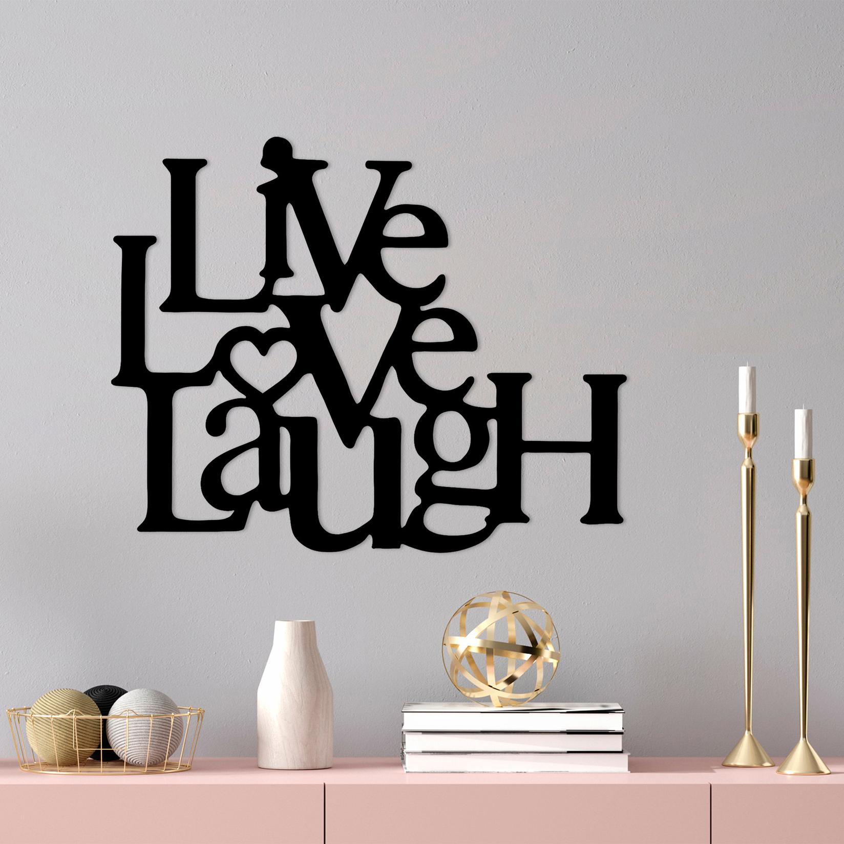 Wallity Zidna dekoracija Live-Love-Laugh, 36x1.5x45 cm, Crna