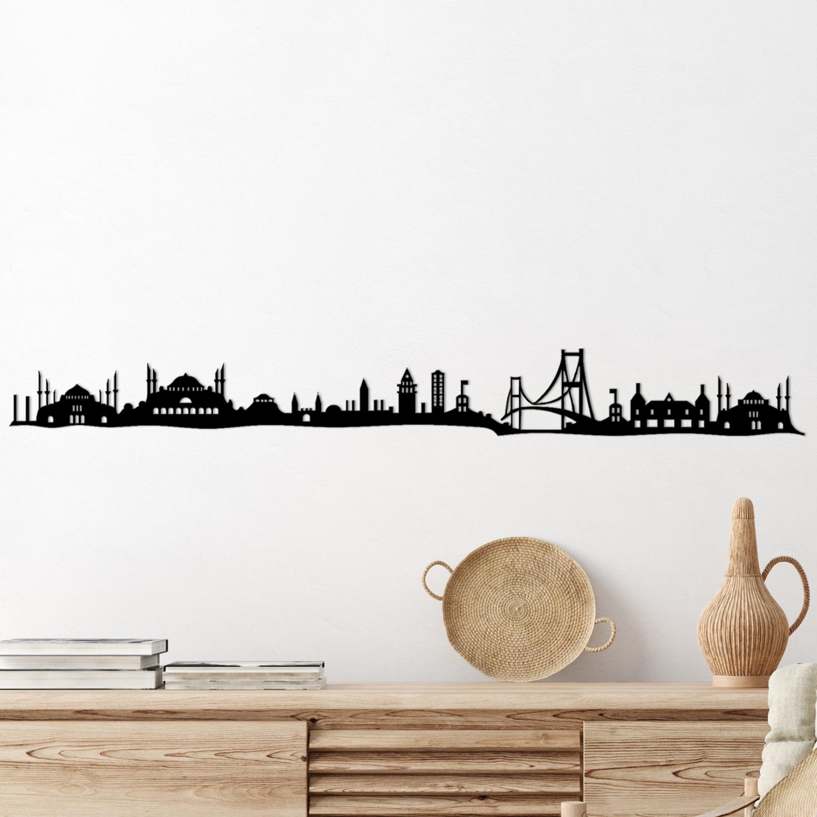 Wallity Zidna dekoracija Istanbul Skyline, 117x0.15x13 cm, 1.5 mm, Crna