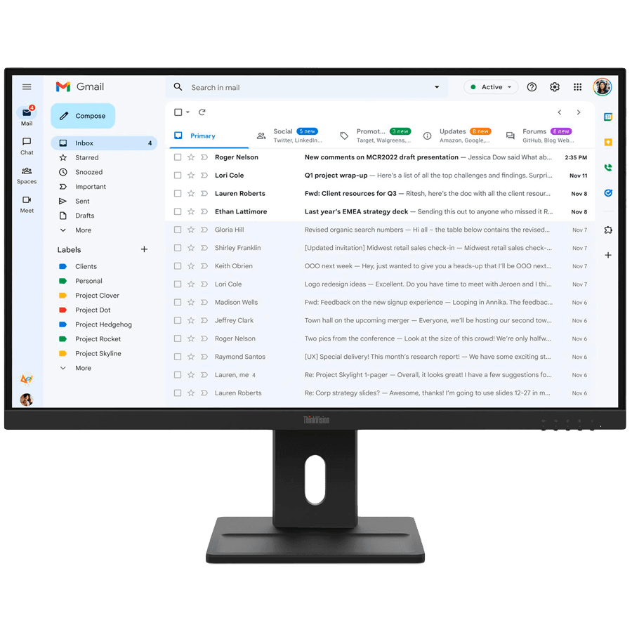 Lenovo Monitor ThinkVision E27-40, 27", 1920x1080, IPS, Crni