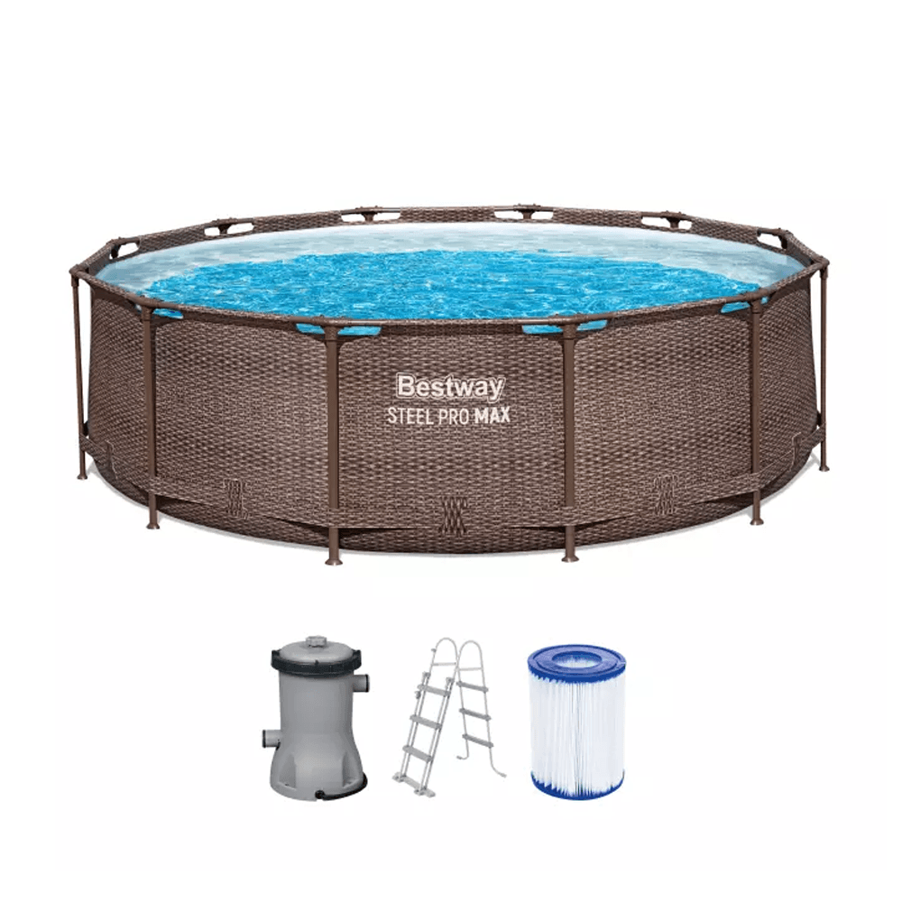 BESTWAY Okrugli bazen sa metalnim okvirom, merdevinama i filter pumpom 366x100cm Steel Pro MAX Ratan