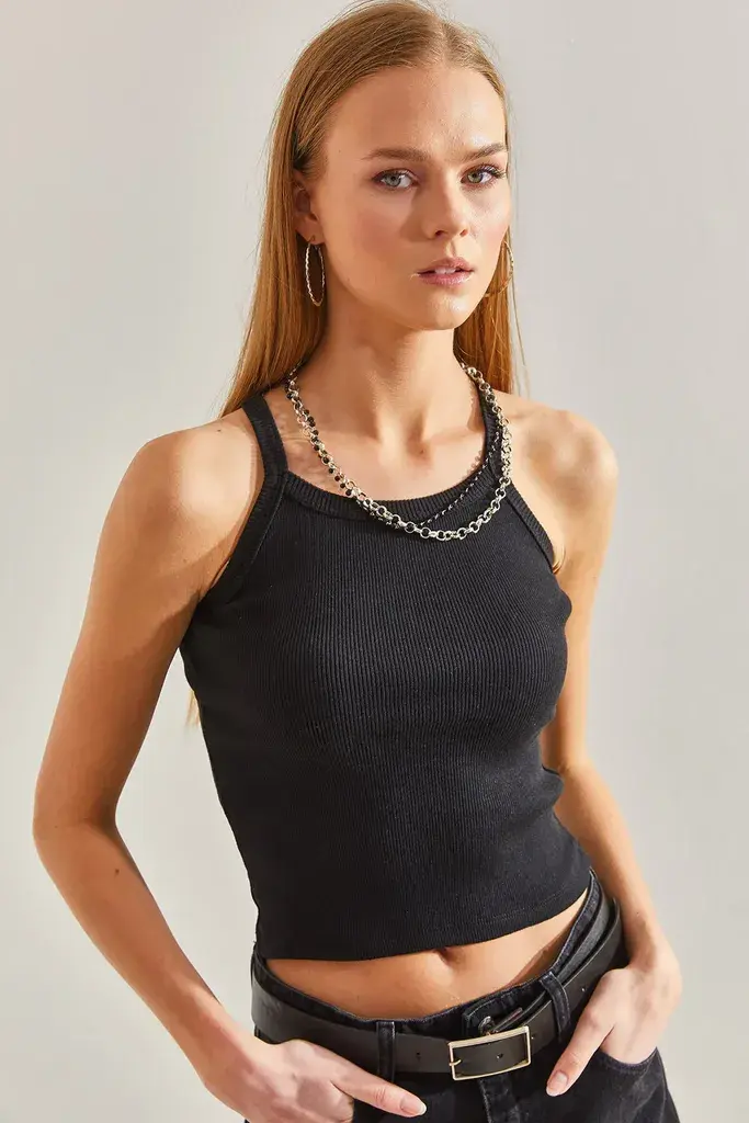 Bianco Lucci Ženska bluza bez rukava 60101010, Okrugli izrez, Crna