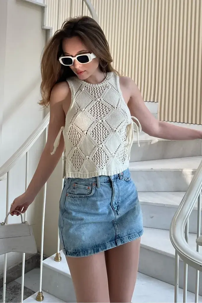 Bianco Lucci Ženska bluza bez rukava 20246064, Okrugli izrez, Bež