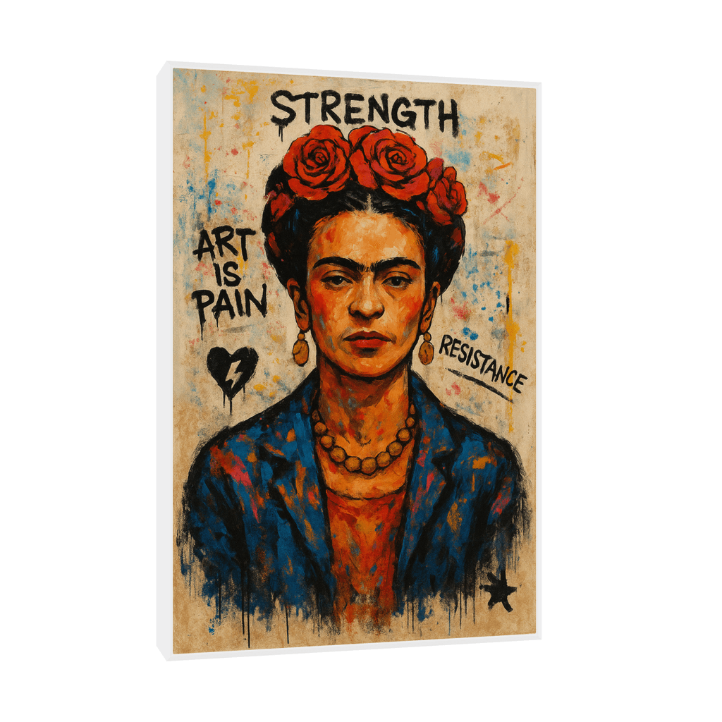 Canvas Slika na platnu Frida Kahlo Kraljica boja 30x45cm, Sa ramom, Beli