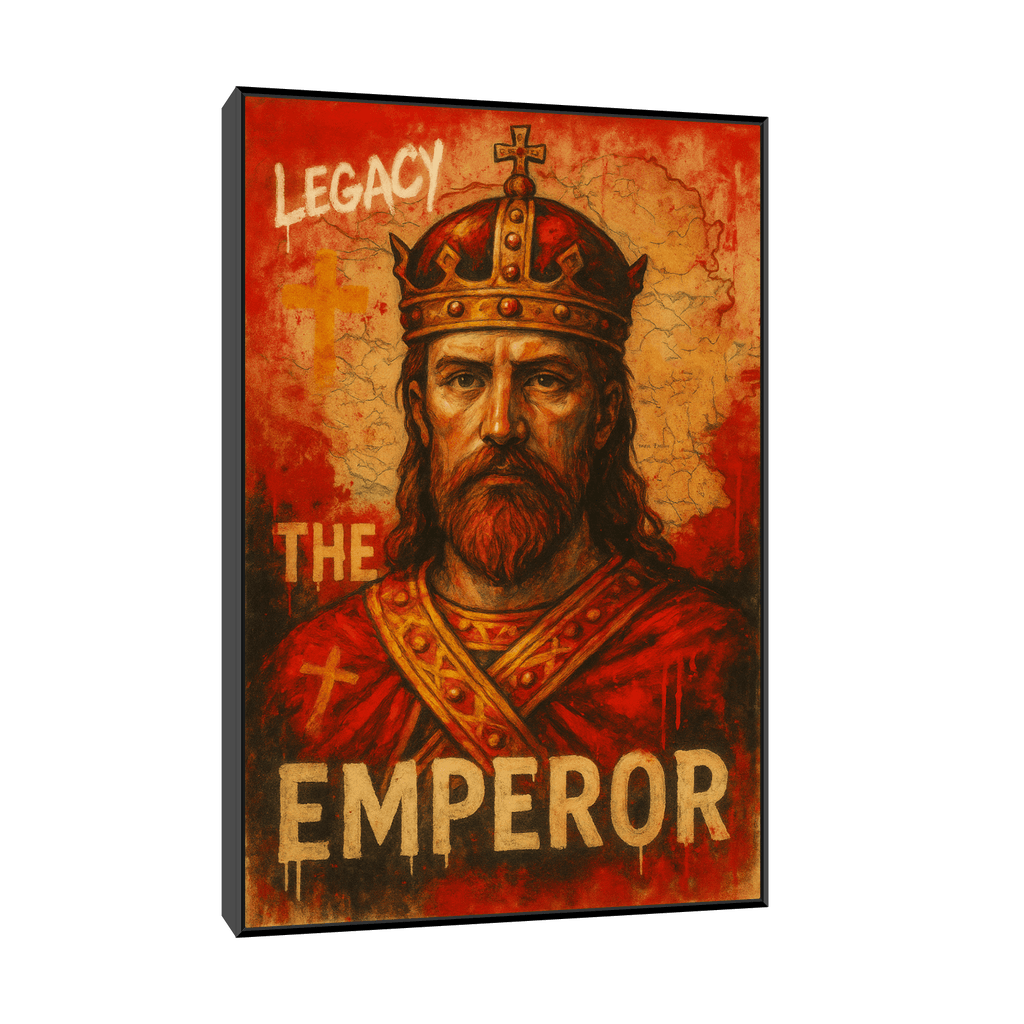 Canvas Slika na platnu Car Dušan Silni 100x150cm, Sa ramom, Crni