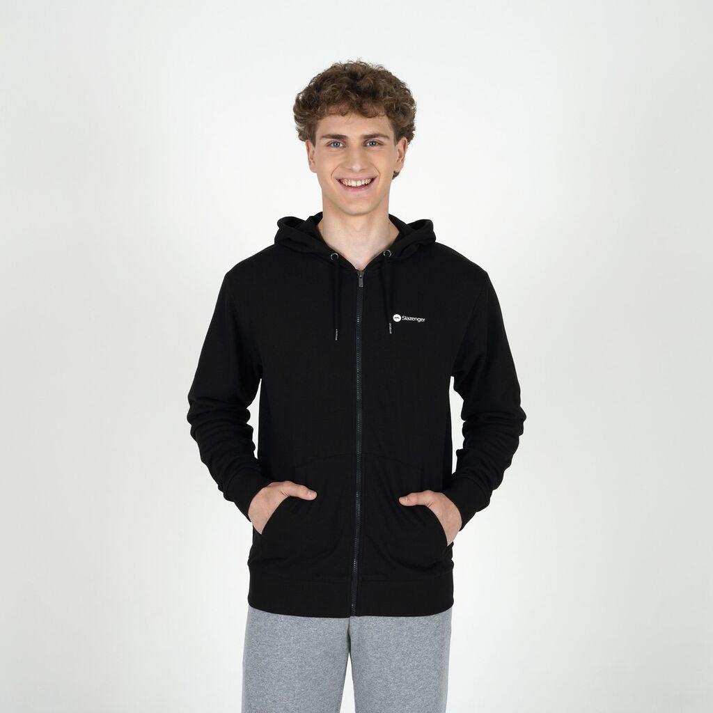 Slazenger Muški duks sa kapuljačom Logo Full Zip Hoody, Crni