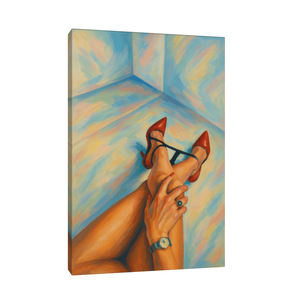 Canvas Slika na platnu Devojka u crvenim štiklama, Bez rama, 50x75cm