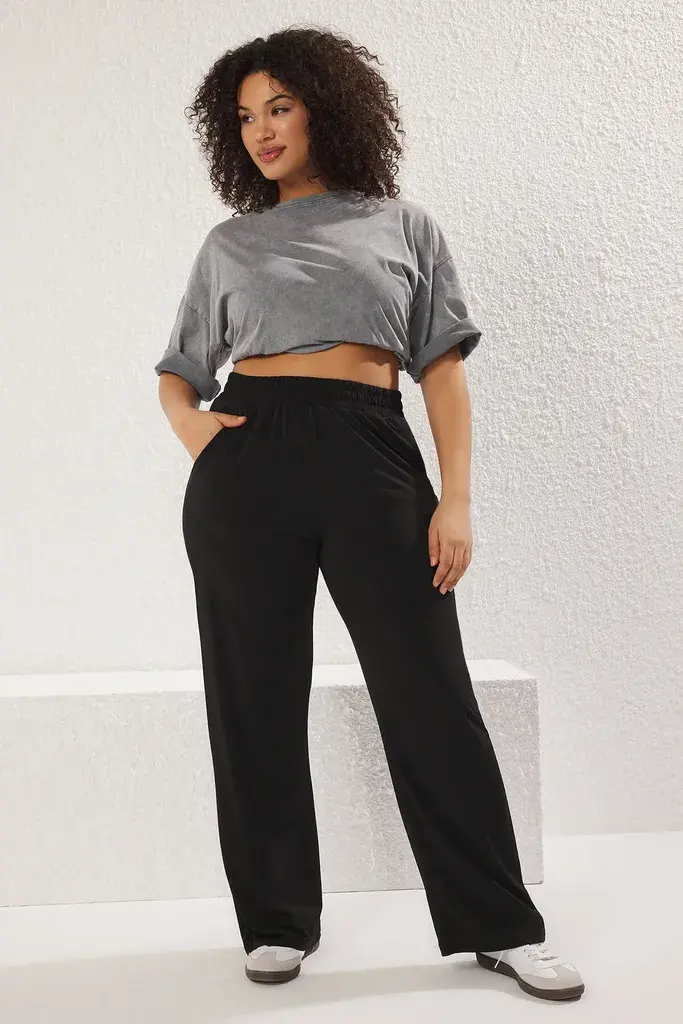 Trendyol Curve Ženske pantalone Tbbss25Ar00005, Crne