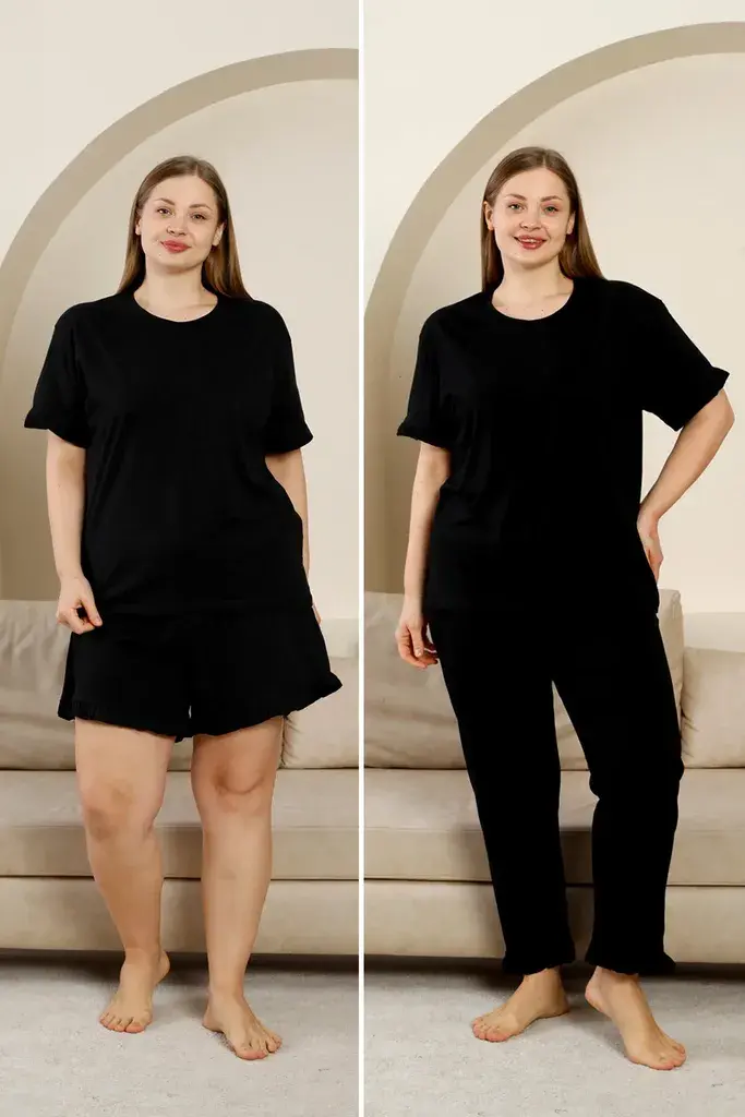 Trendyol Curve Ženska komplet pidžama Tbbss25Ai00093, Crna