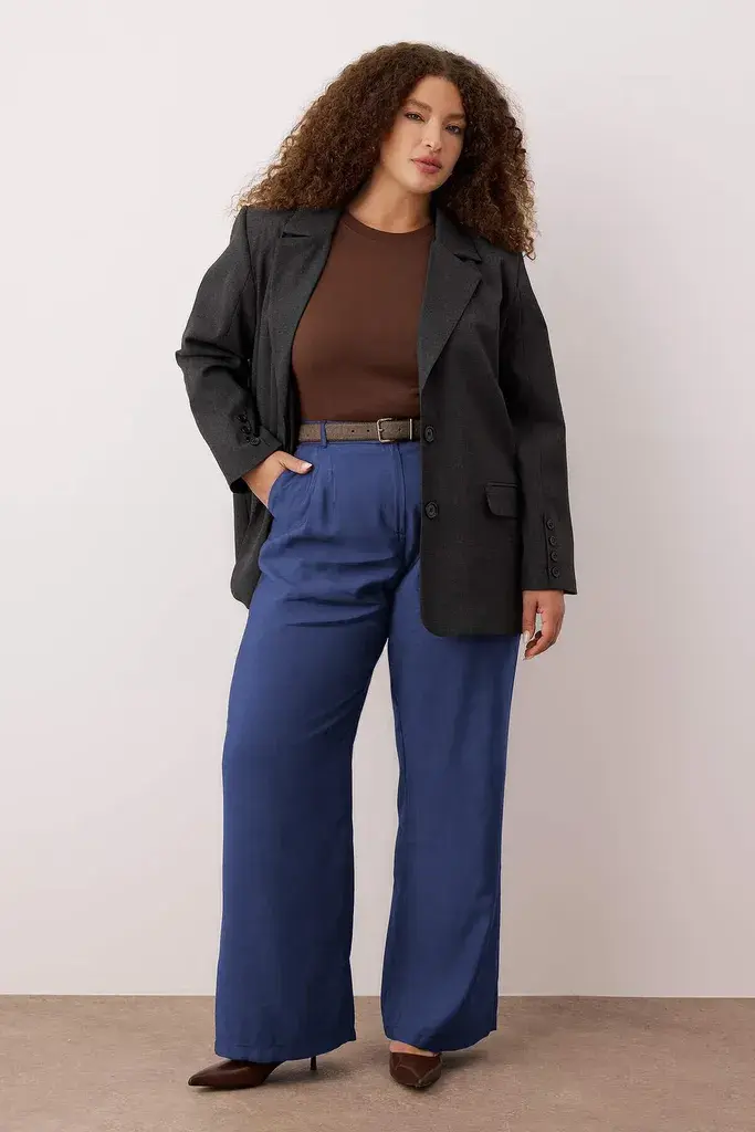 Trendyol Curve Ženske pantalone Tbbss25Ar00021, Tamnoplave